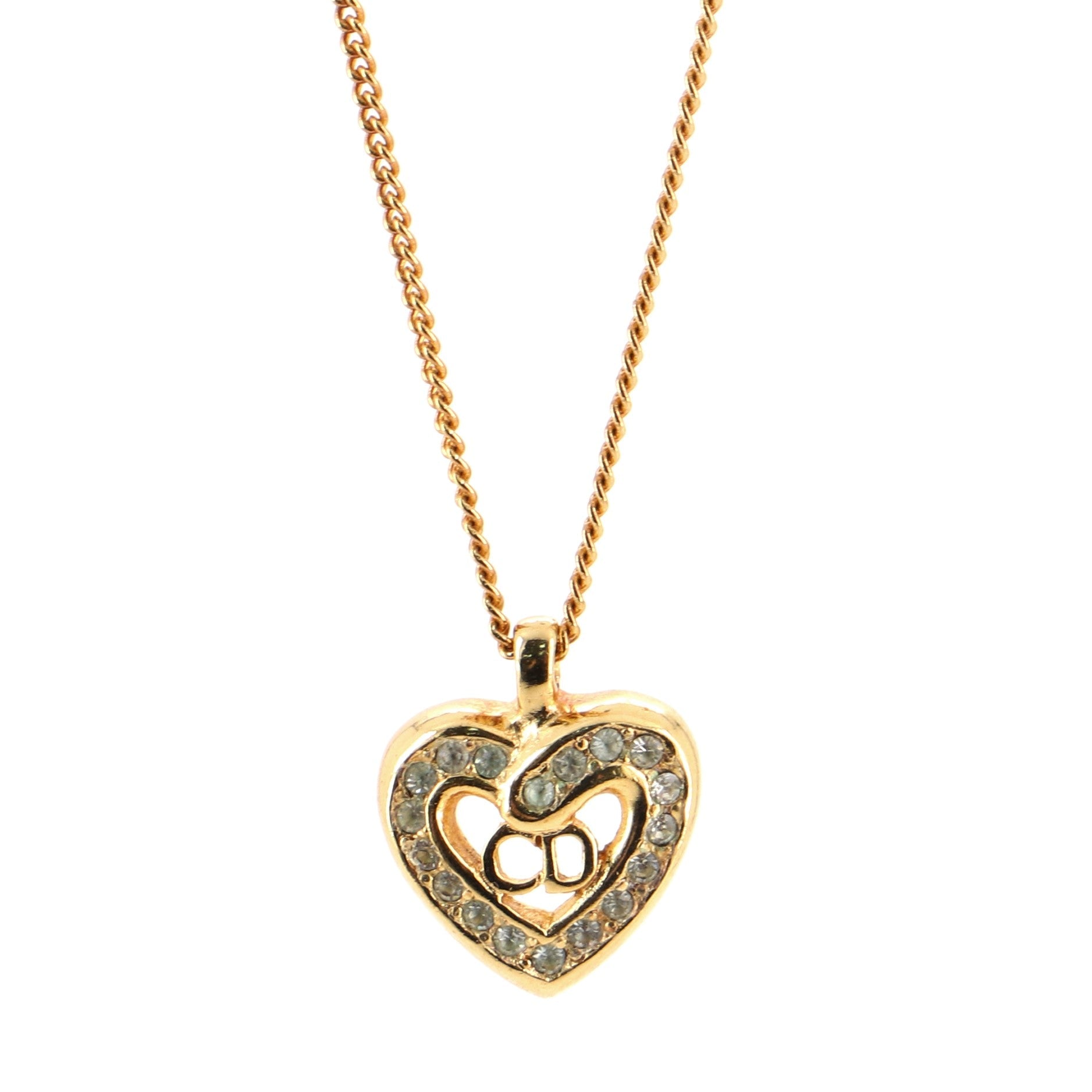 CD Heart Necklace Metal with Rhinestone