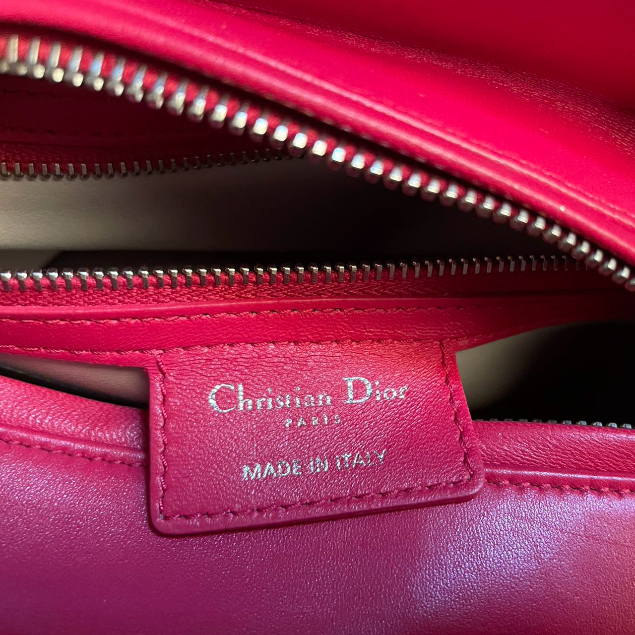 Christian Dior Lady Dior Bag Cannage Medium Handbag in Lambskin Leather  Red White