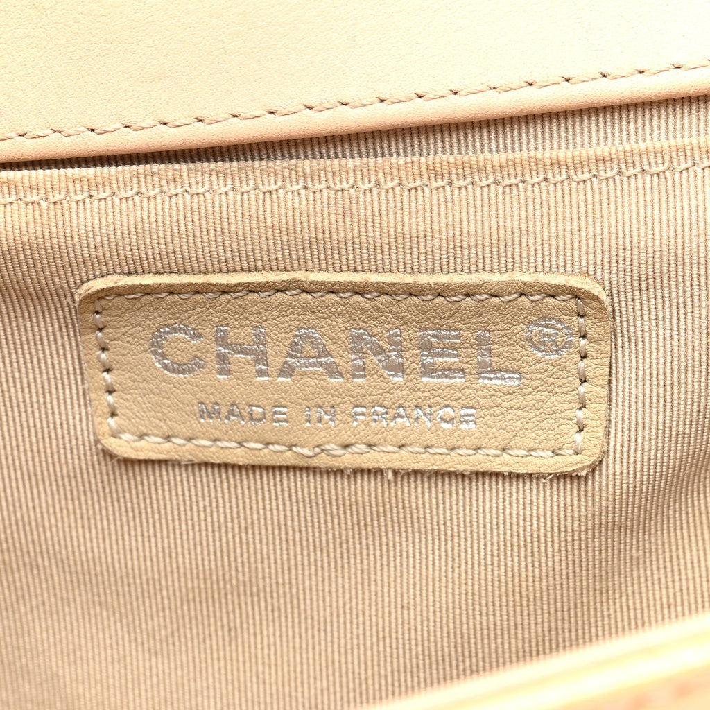 Patent Quilted Medium Boy Flap Beige