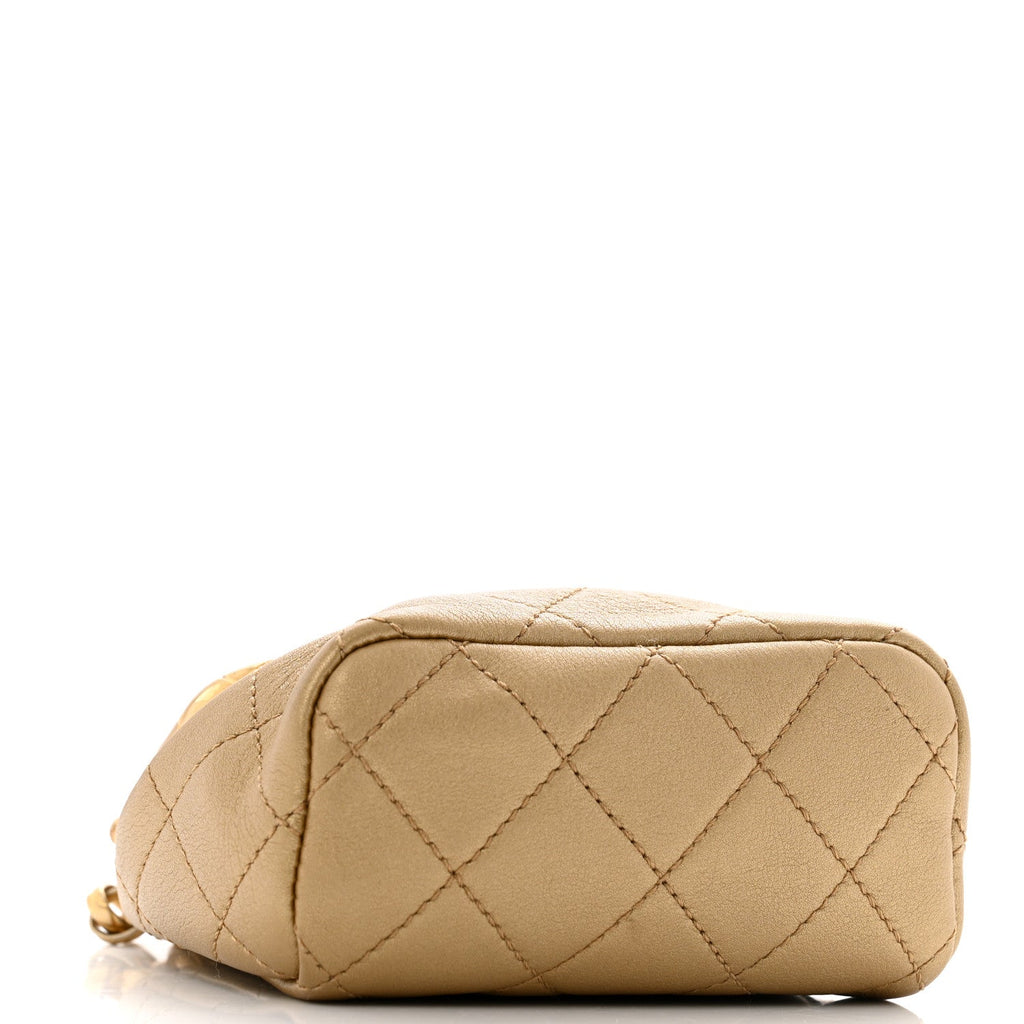 Metallic Lambskin Quilted Micro My Crush Bag Gold