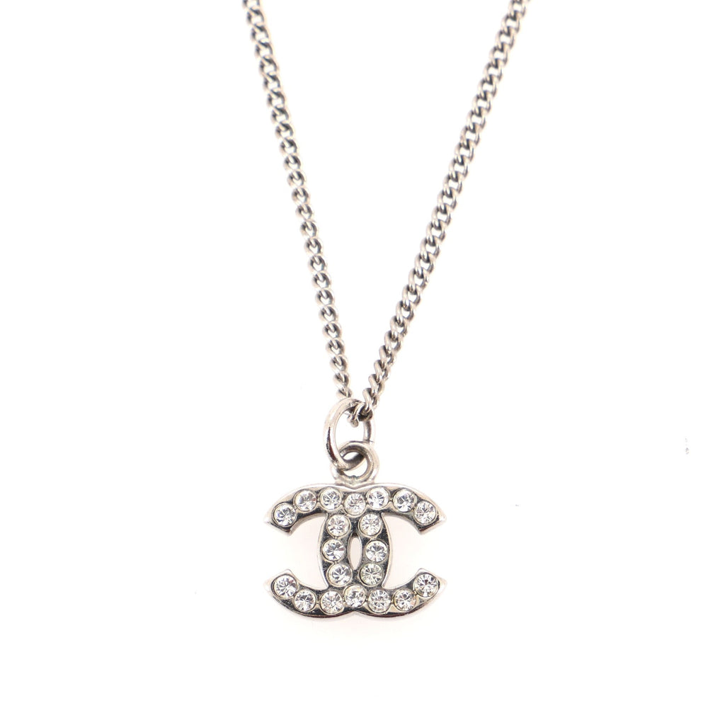 CC Pendant Necklace Crystal Embellished Metal