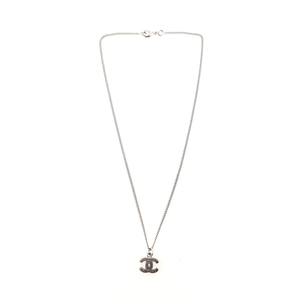 CC Pendant Necklace Crystal Embellished Metal