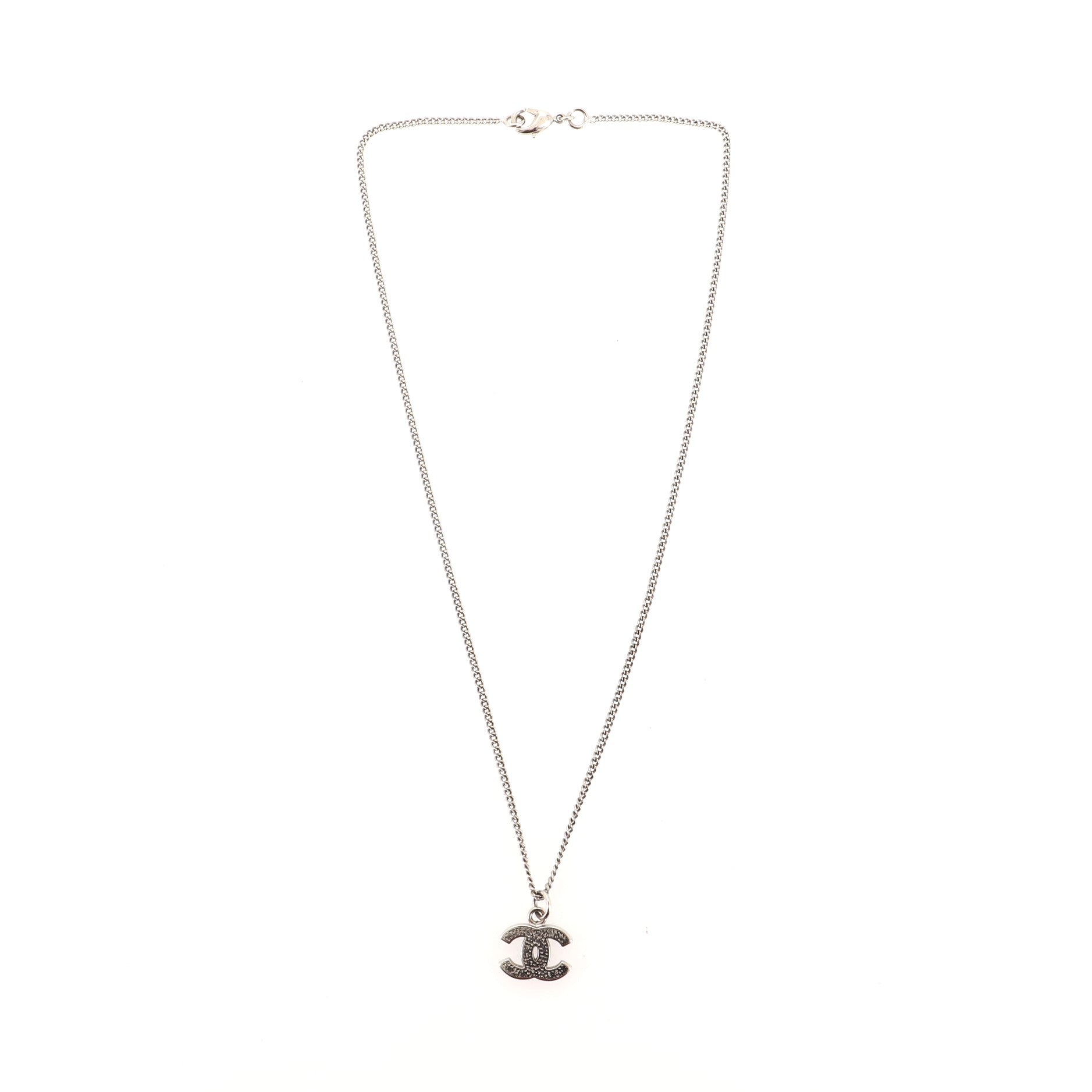 CC Pendant Necklace Crystal Embellished Metal