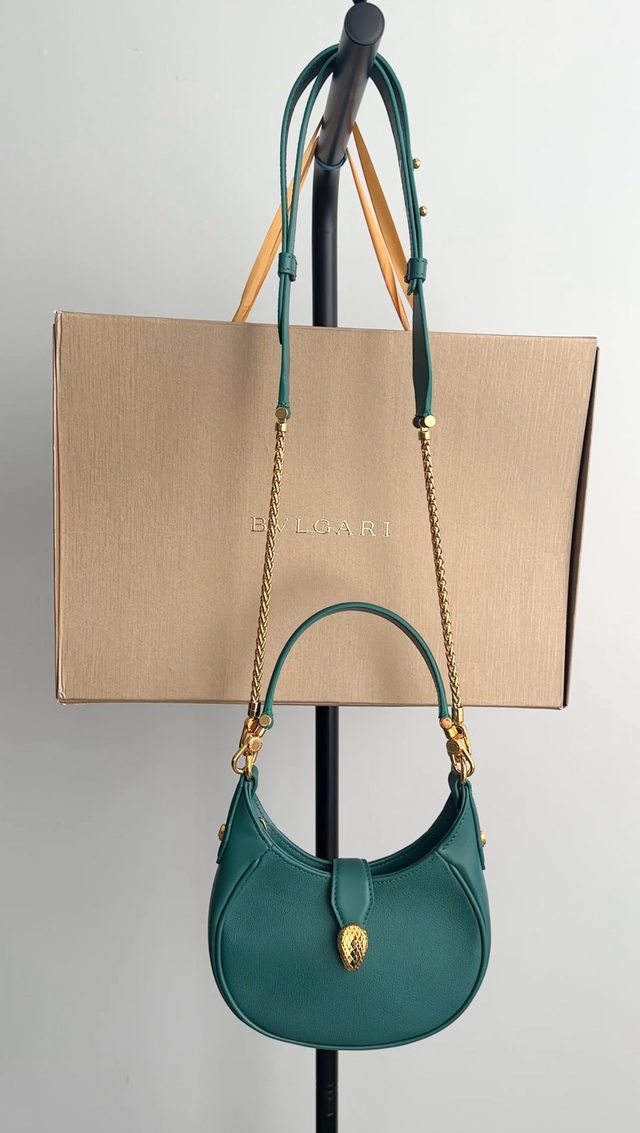 Bvlgari Serpenti Forever Emerald Green Ellipse Hobo Bag