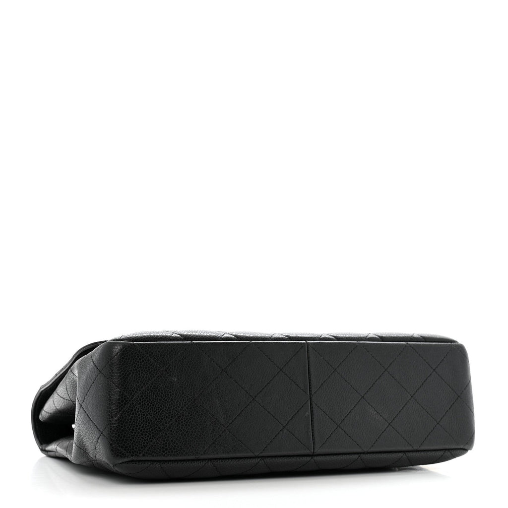 Caviar Quilted Jumbo Double Flap Black