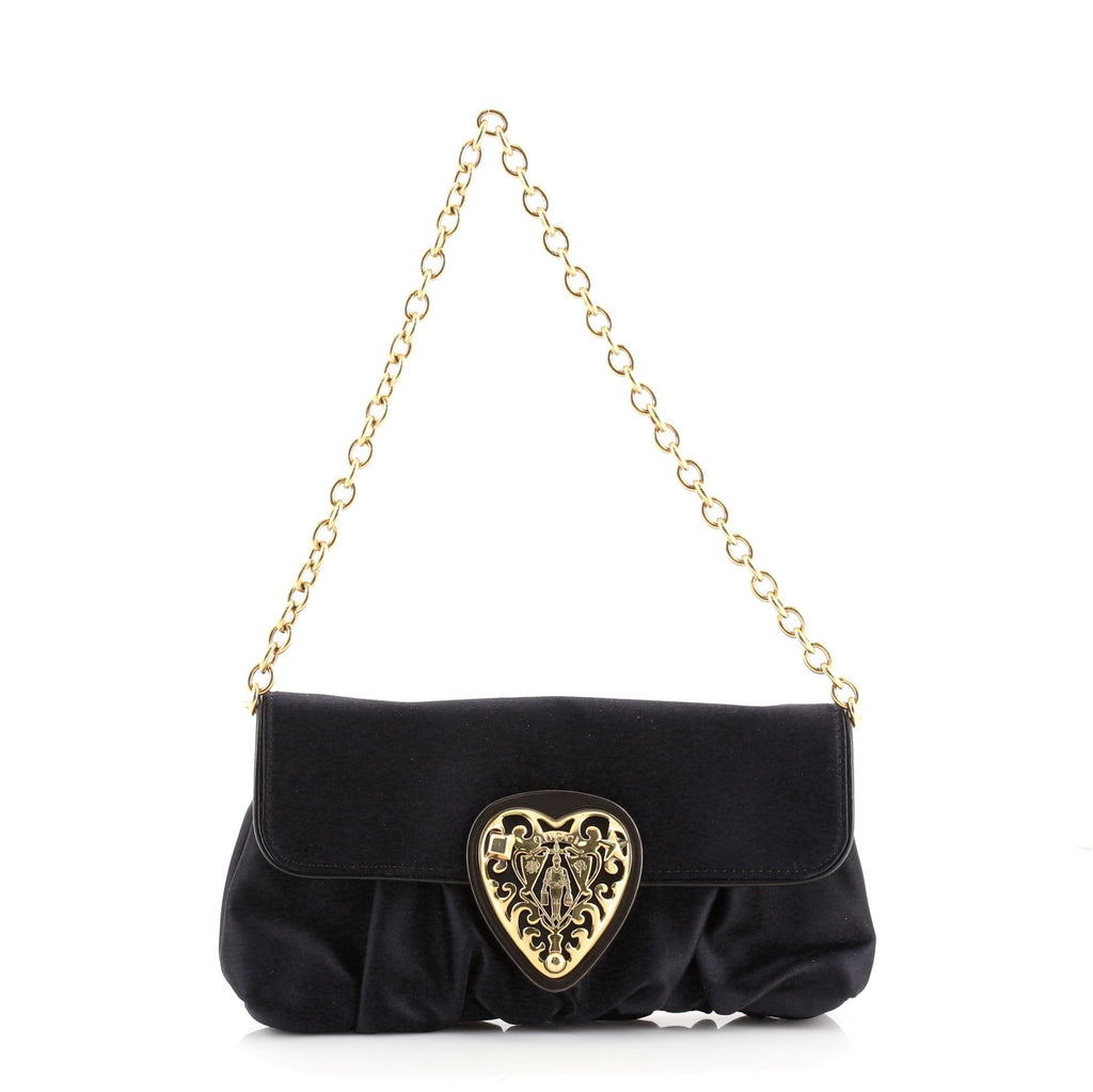 Babouska Heart Chain Clutch Satin