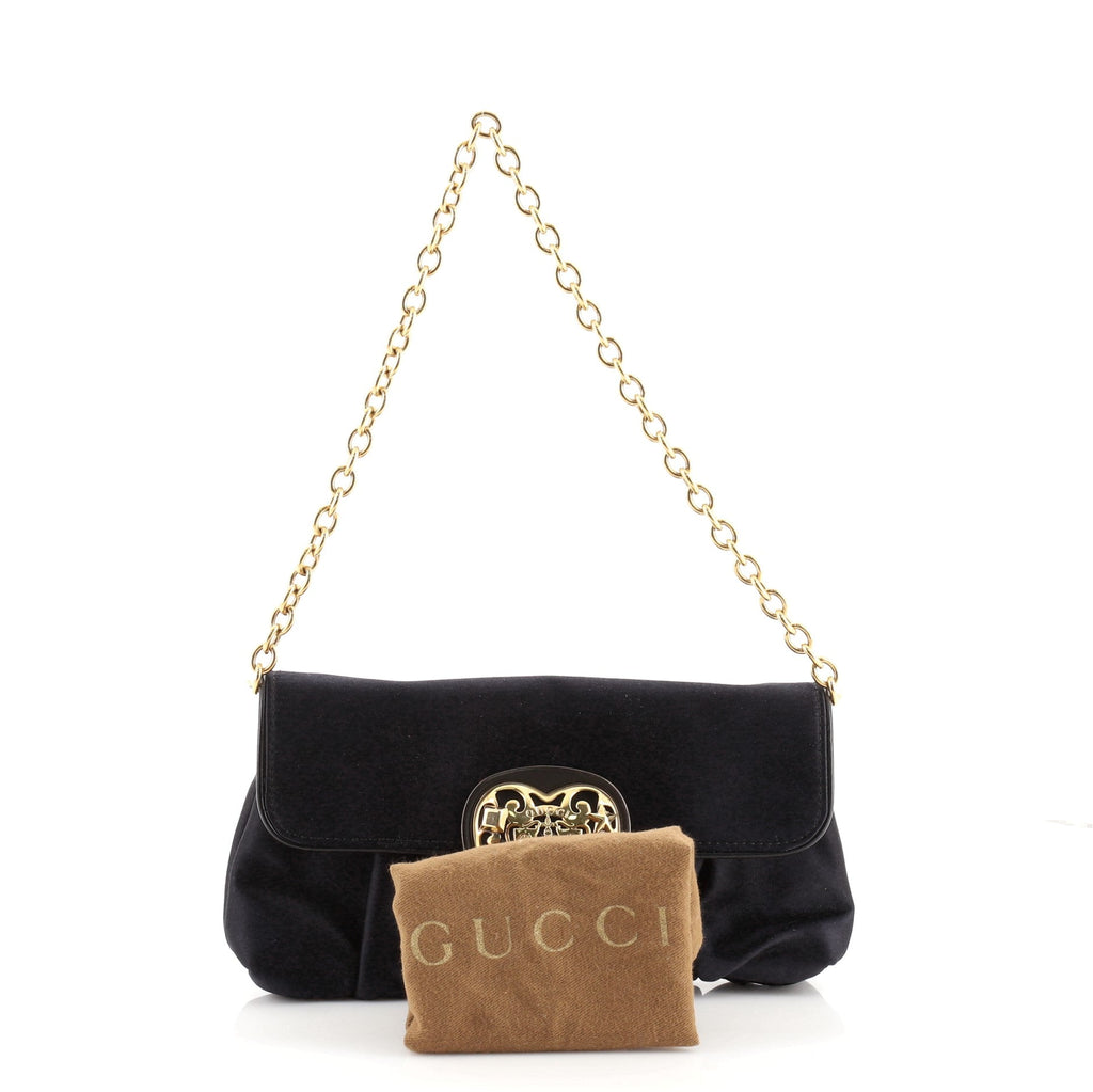 Babouska Heart Chain Clutch Satin