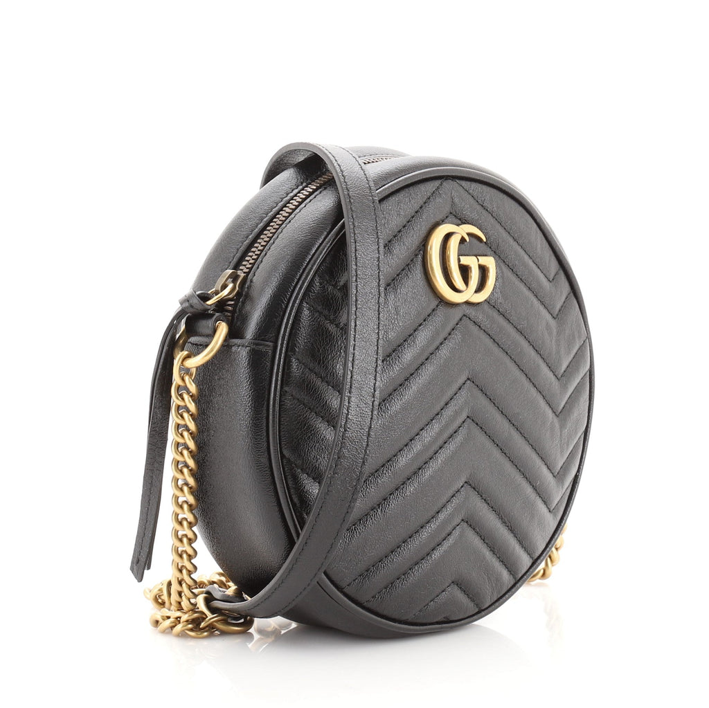 GG Marmont Round Shoulder Bag Matelasse Leather Mini