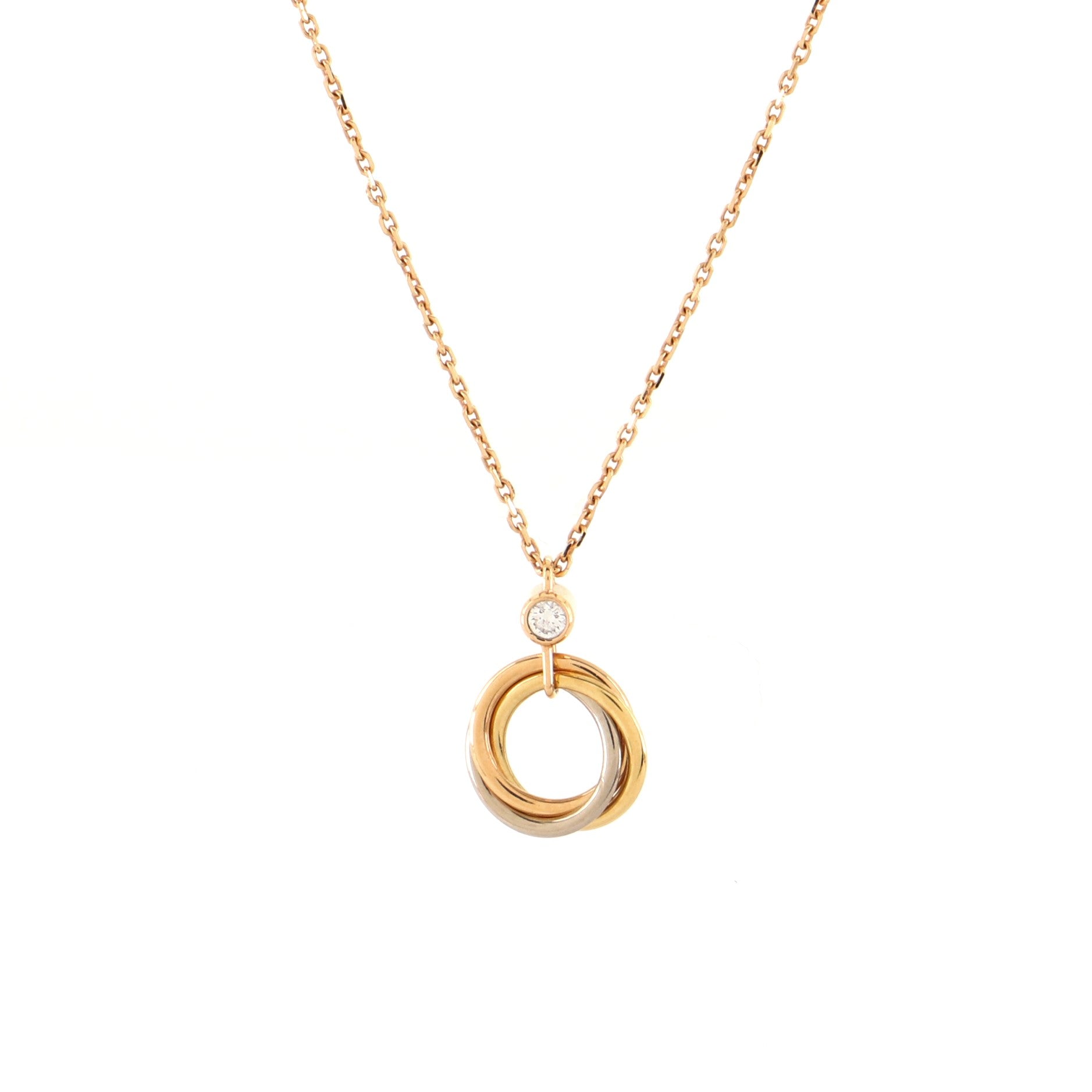 Trinity Pendant Necklace 18K Tricolor Gold with Diamond