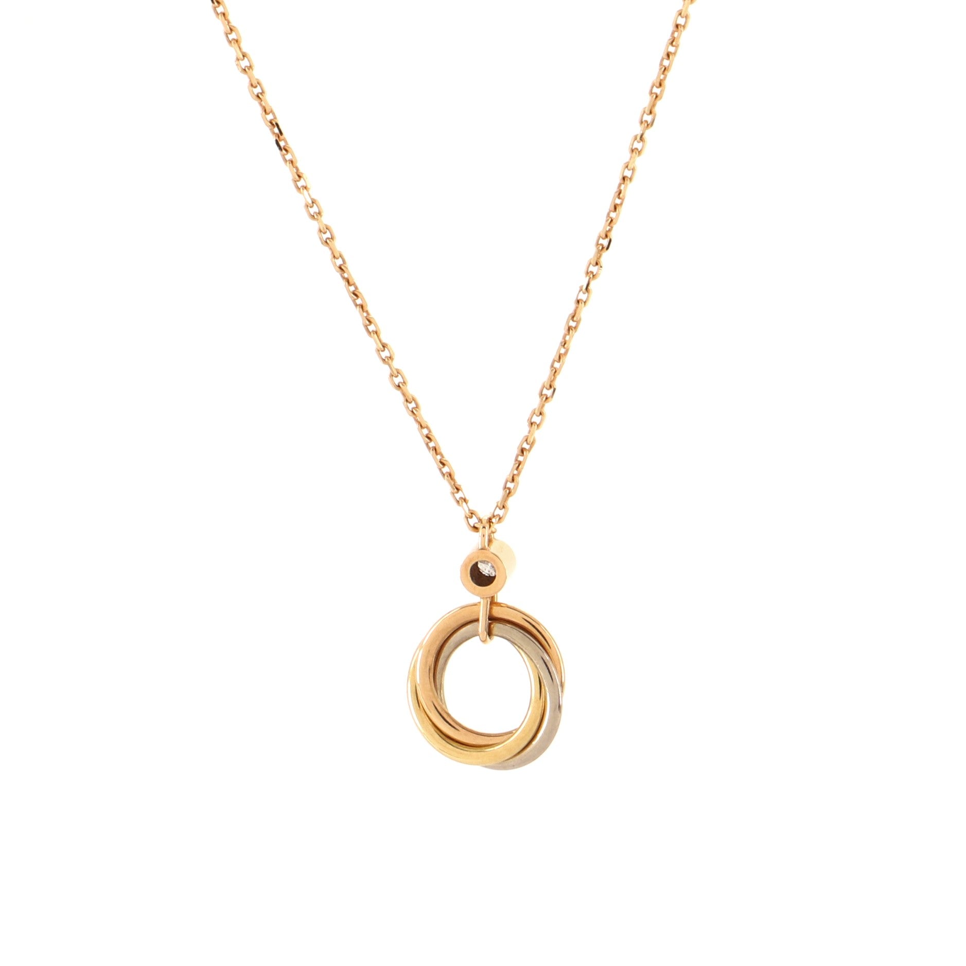 Trinity Pendant Necklace 18K Tricolor Gold with Diamond