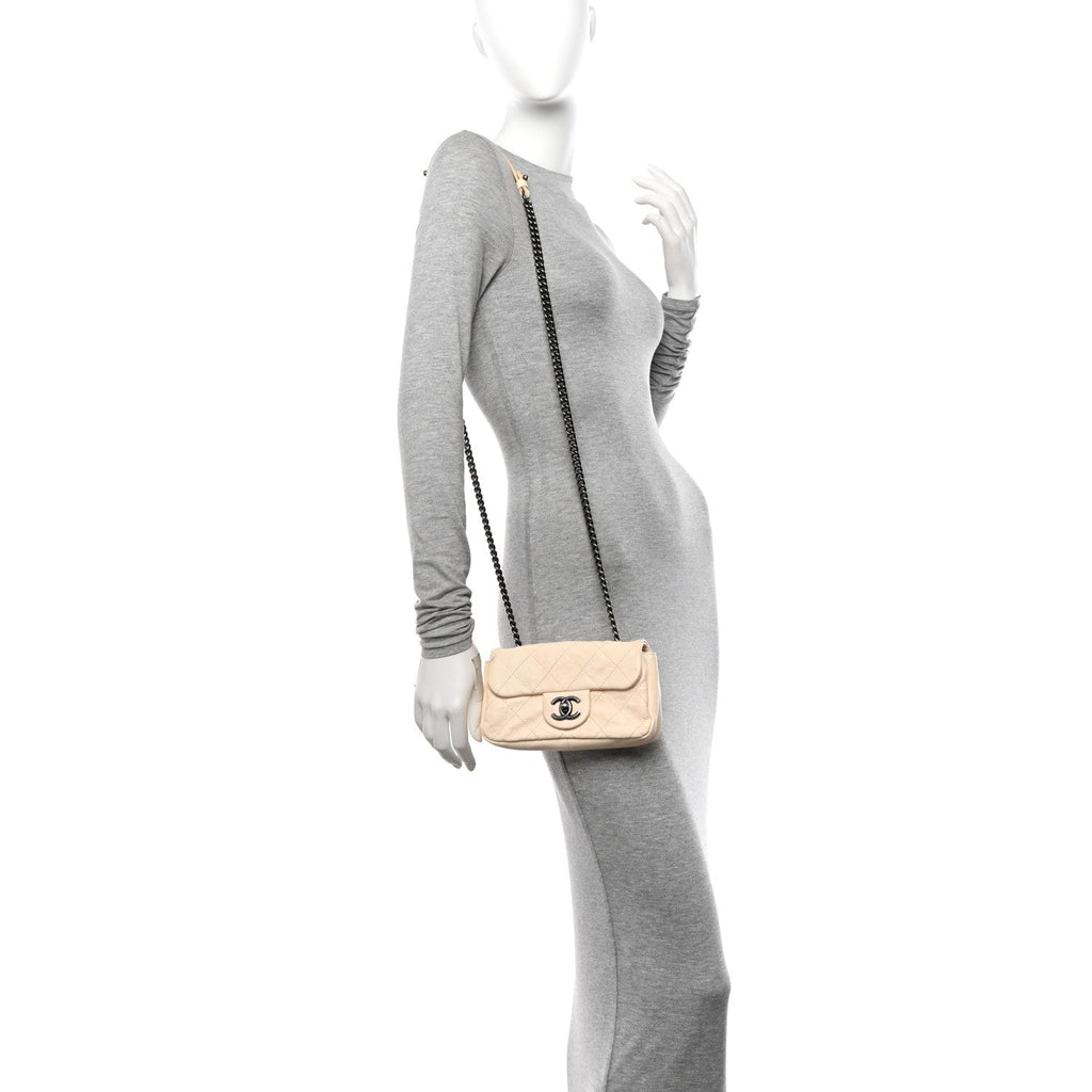 Caviar Quilted Mini Simply CC Flap White