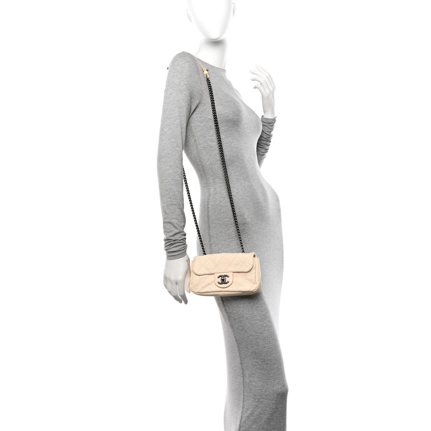 Caviar Quilted Mini Simply CC Flap White