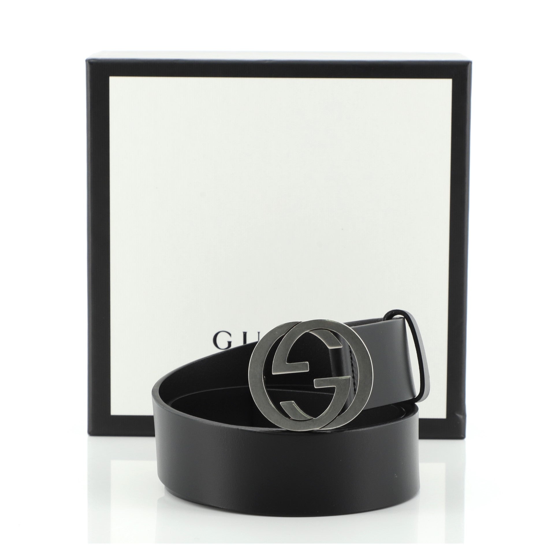 Interlocking G Belt Leather Wide 75