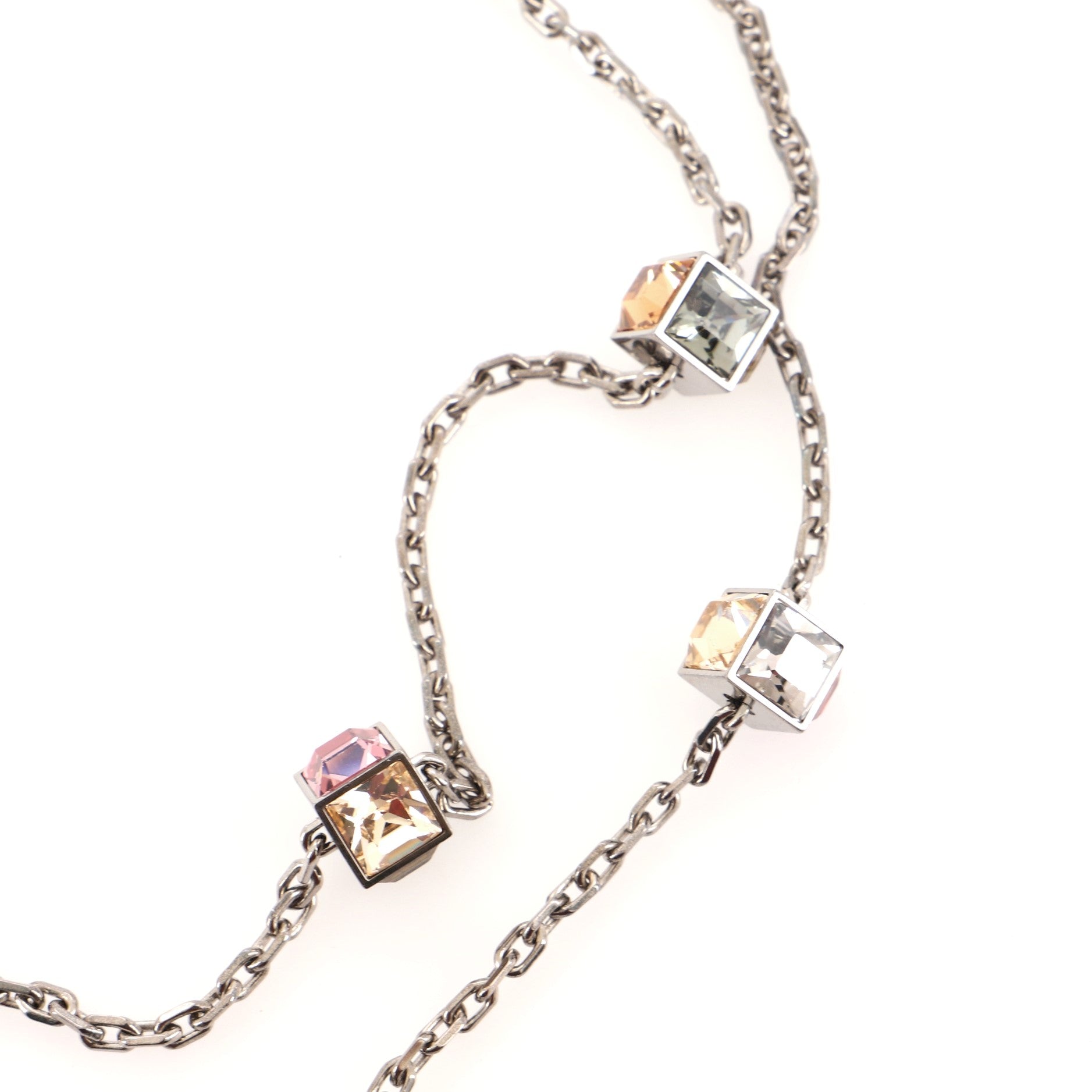 Gamble Long Necklace Metal and Crystals