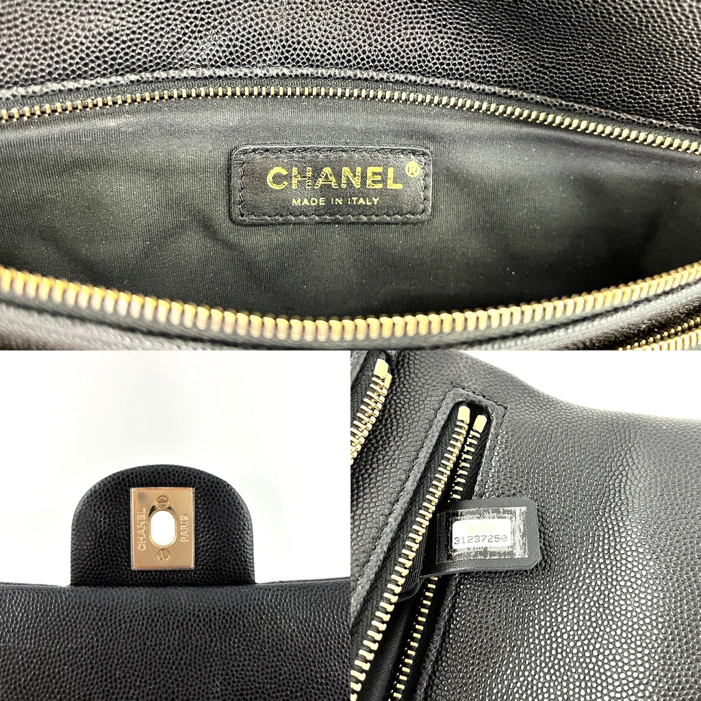 CHANEL Classic 2021 Black Quilted Caviar Flap Clutch Bag