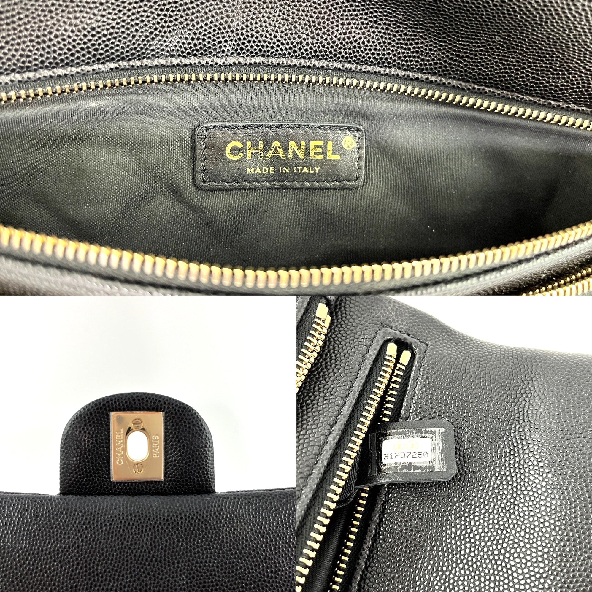 CHANEL Classic 2021 Black Quilted Caviar Flap Clutch Bag