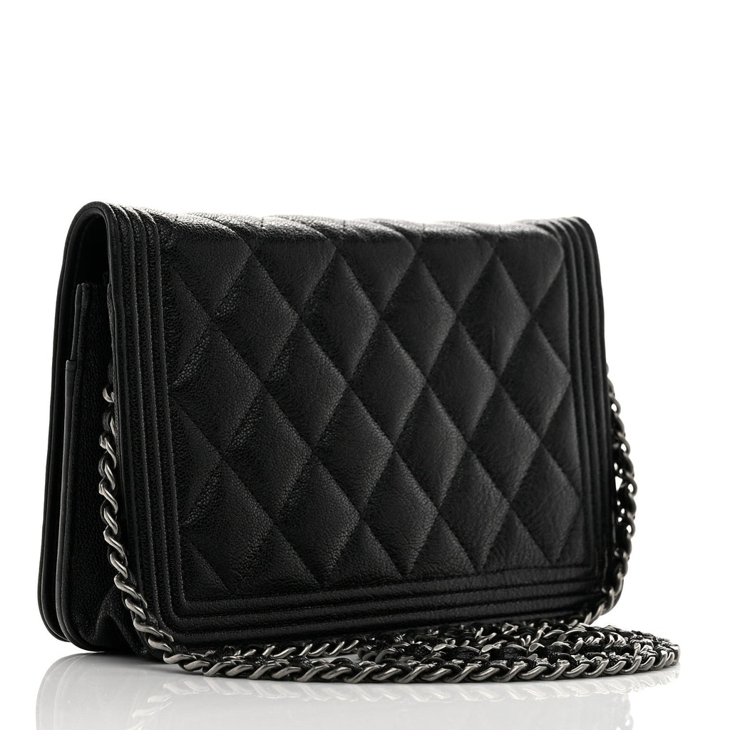 Caviar Quilted Boy Wallet On Chain WOC Black