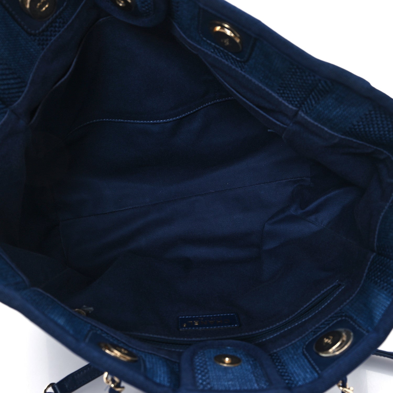 Mixed Fibers Striped Small Deauville Tote Navy Blue