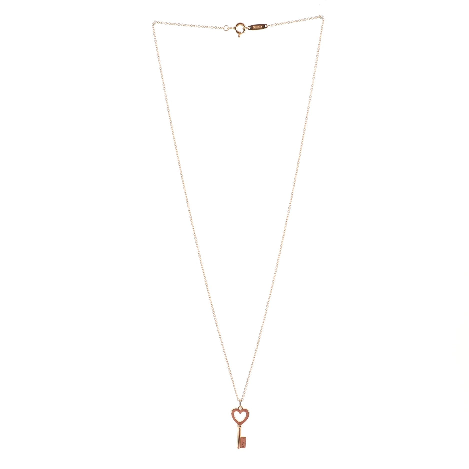 Heart Key Pendant Necklace 18K Rose Gold Mini