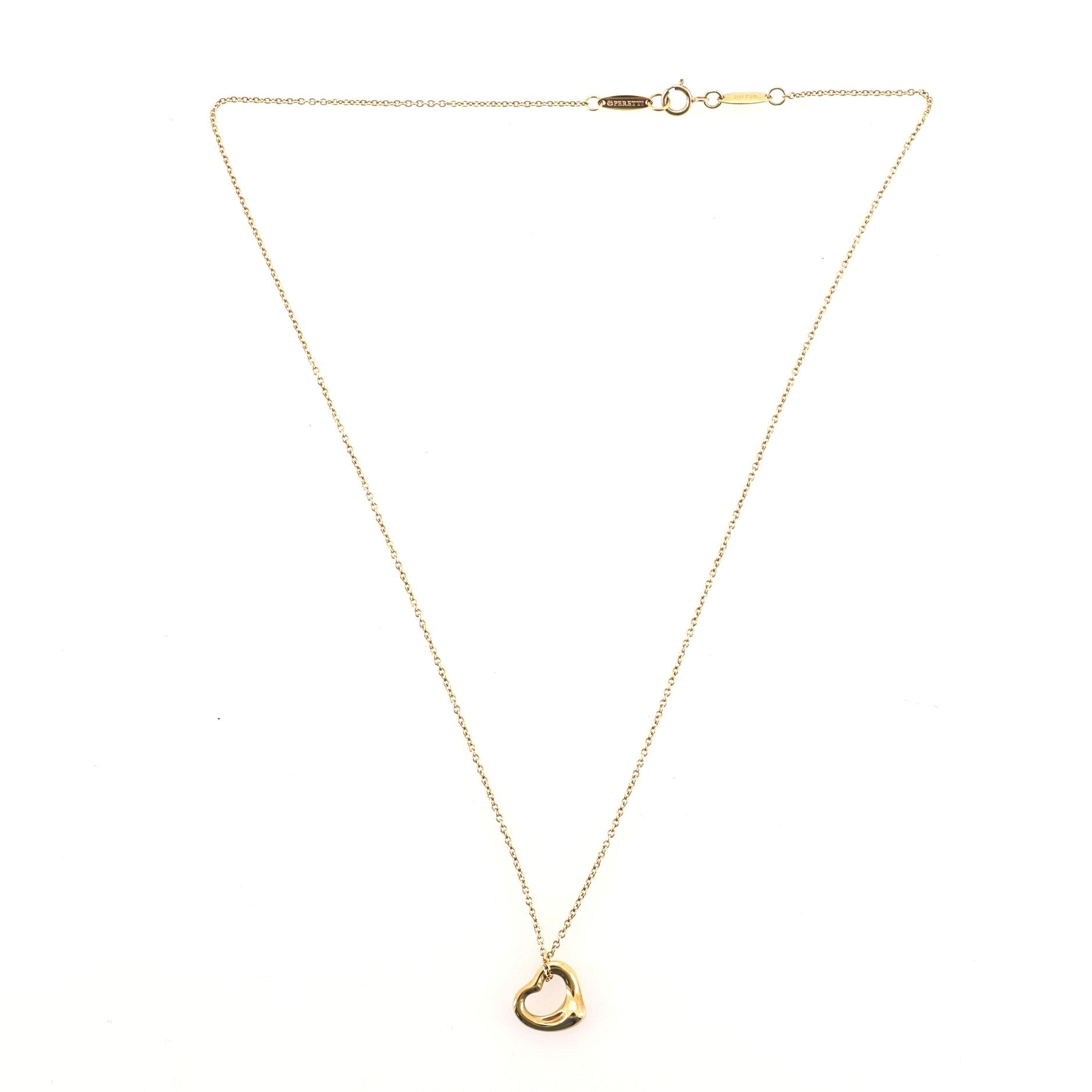 Elsa Peretti Open Heart Pendant Necklace 18K Yellow Gold