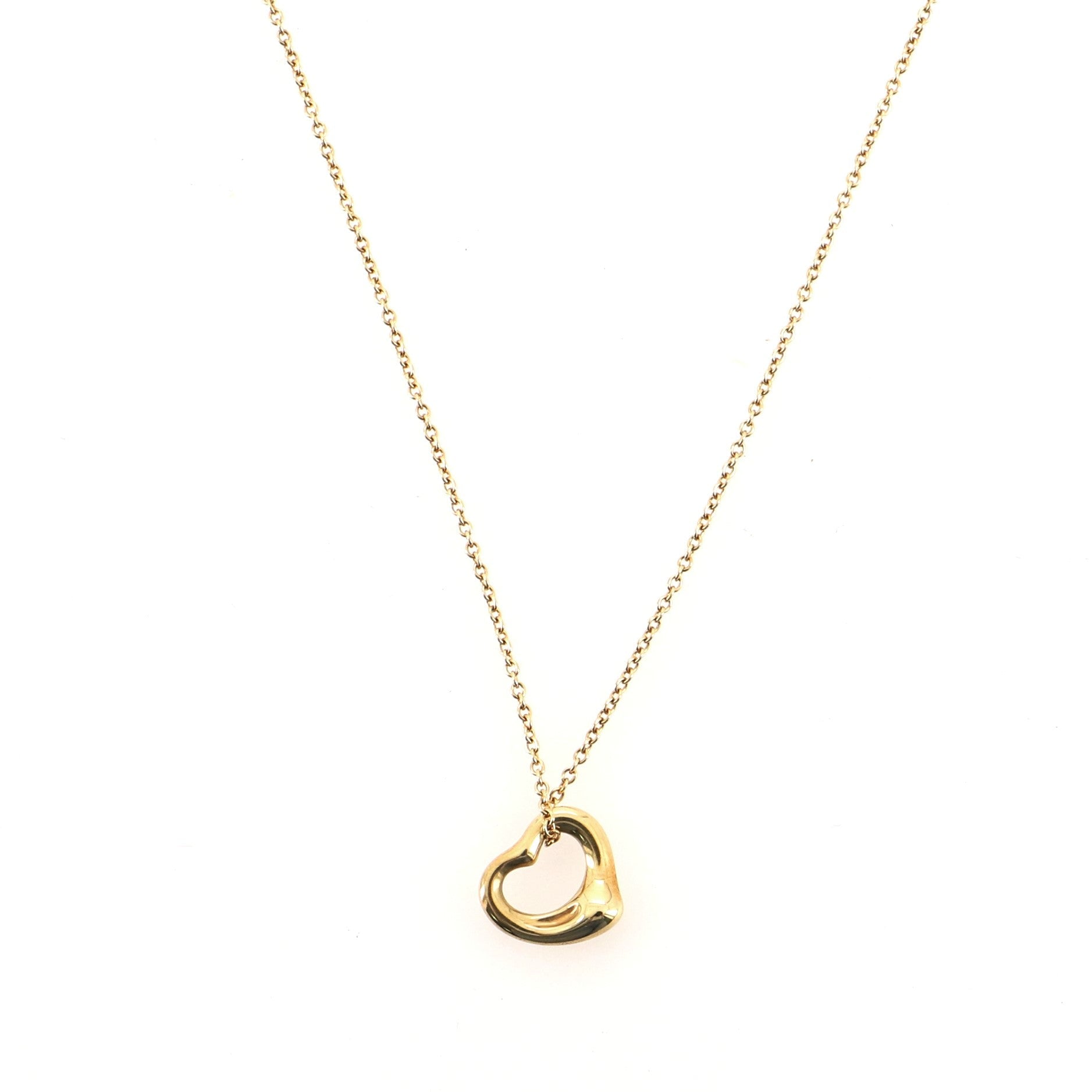 Elsa Peretti Open Heart Pendant Necklace 18K Yellow Gold