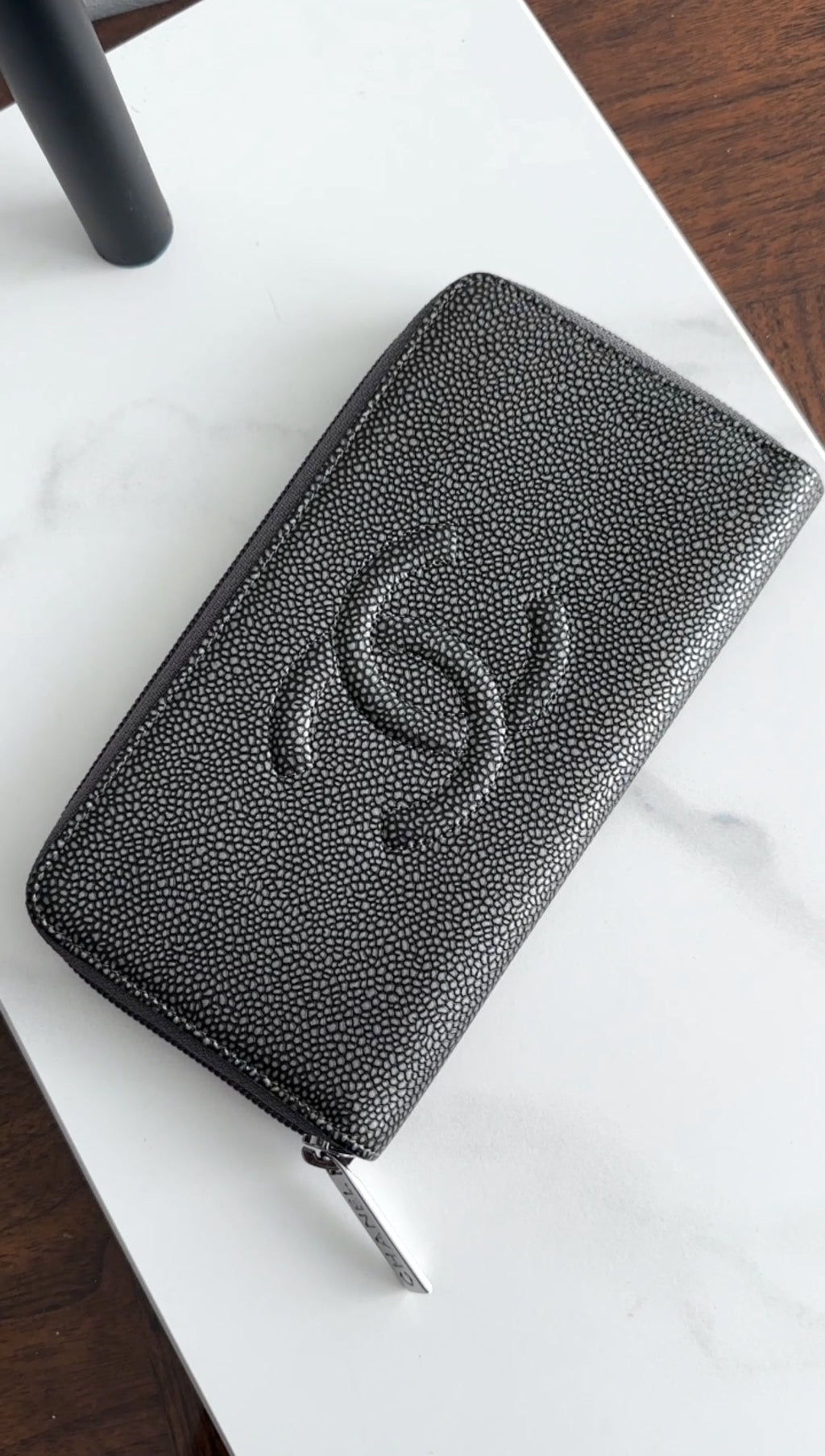 Chanel Timeless Classic CC Continental Zippy Wallet Pewter