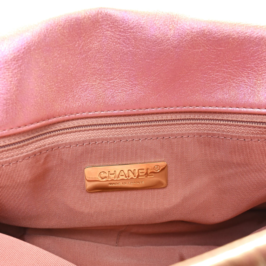 Iridescent Lambskin Quilted Chanel 19 Flap Pink