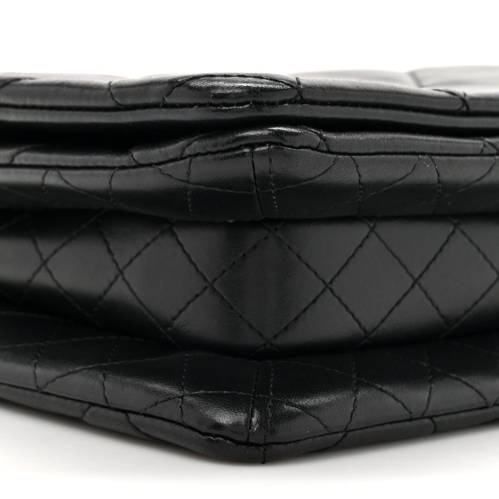 Lambskin Quilted On And On Small Chain Flap Black