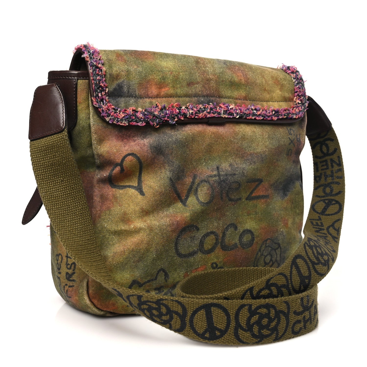 Washed Toile Graffiti On The Pavements Messenger Khaki Multicolor