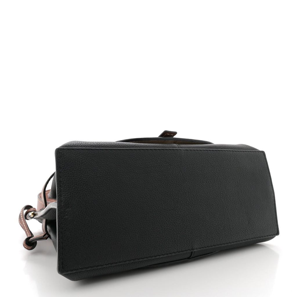 Calfskin Small Gate Tote Pecan Black