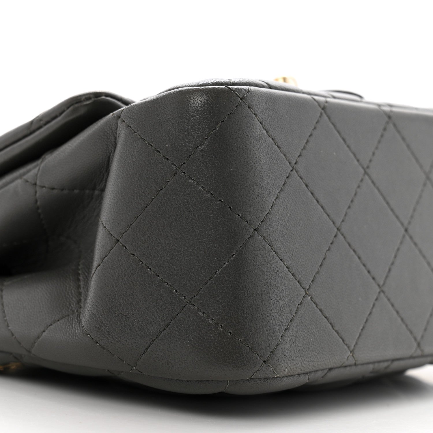 Lambskin Quilted Mini Square Flap Dark Grey