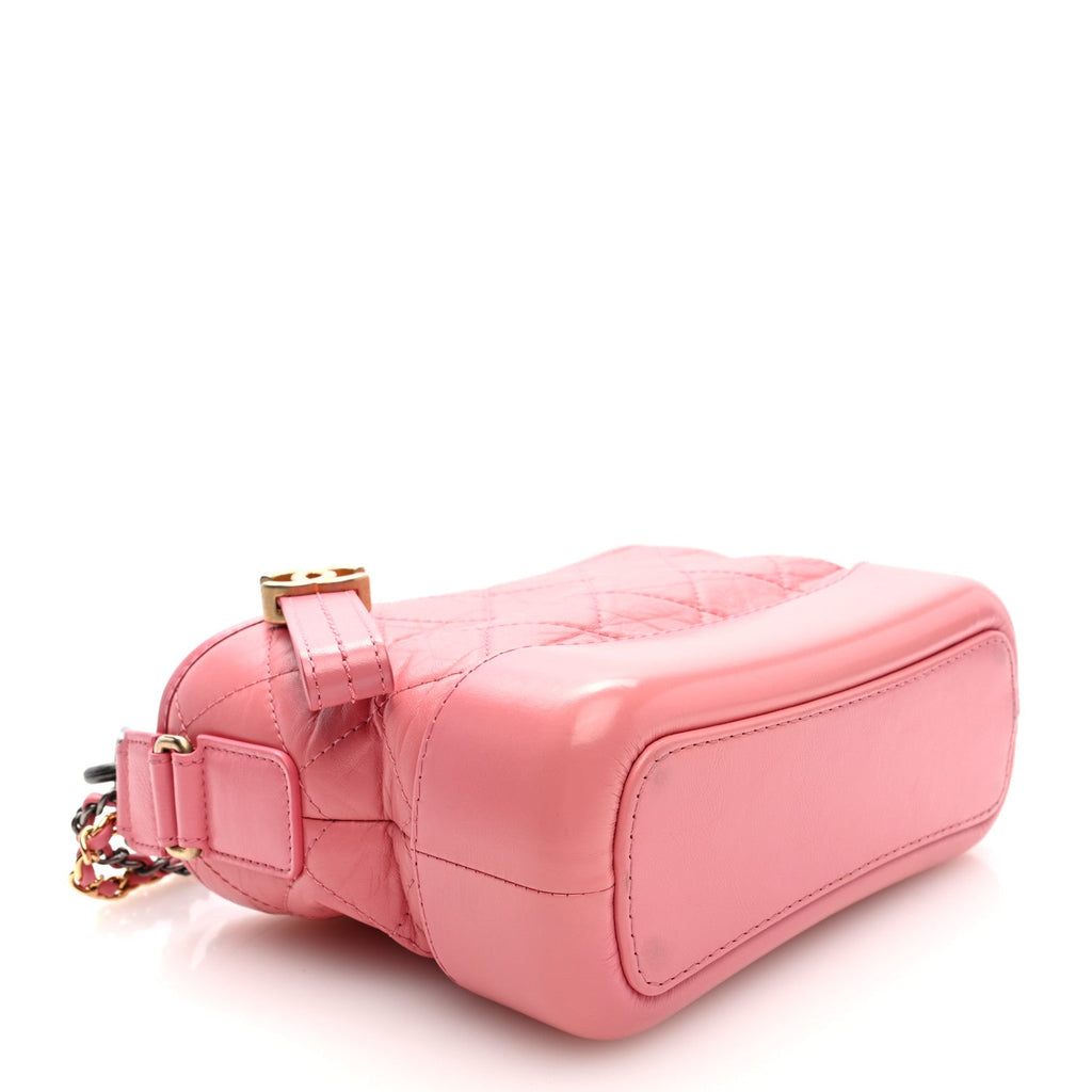Aged Calfskin Quilted Small Gabrielle Logo Hobo Rose