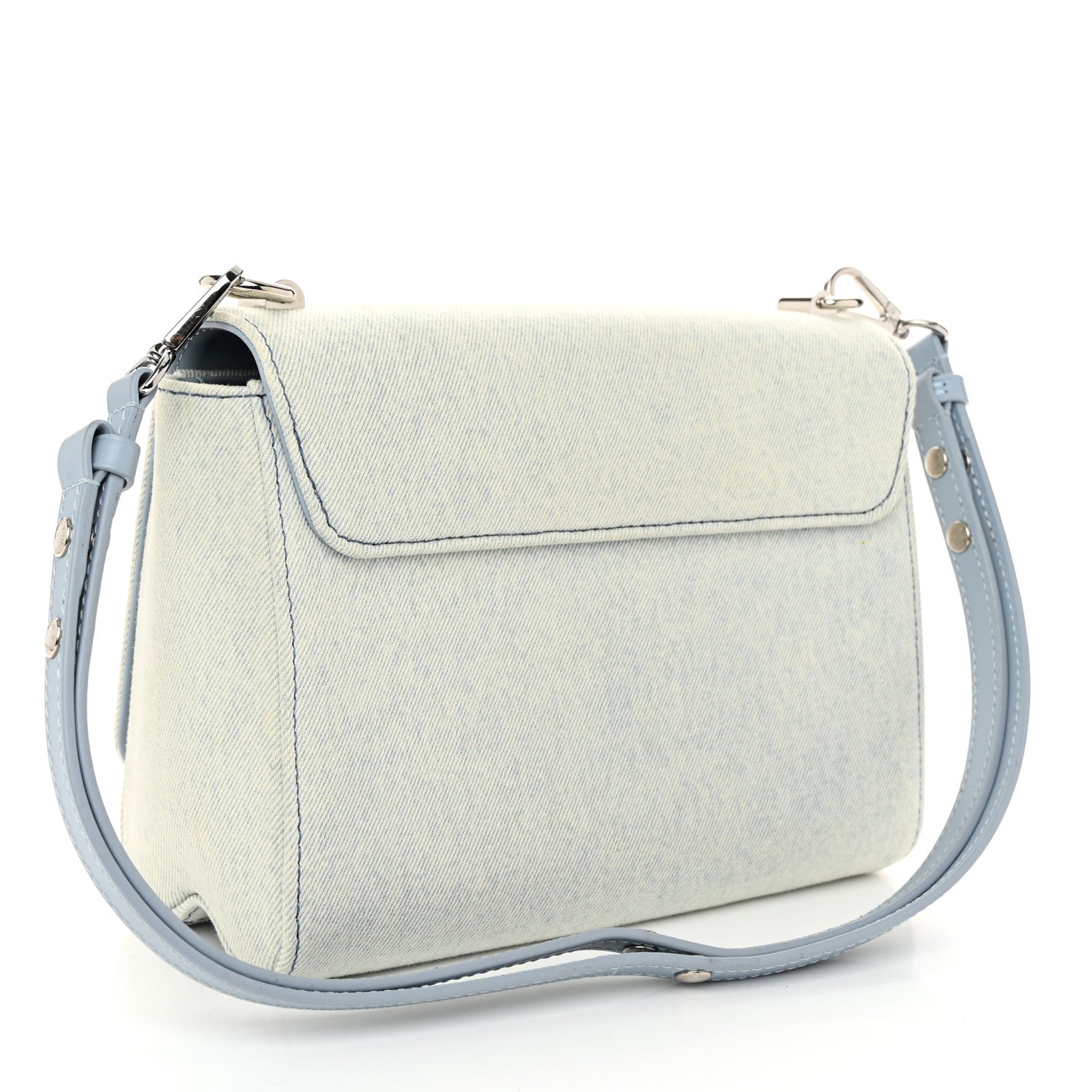 Denim Twist Shoulder Bag MM Blue Denim