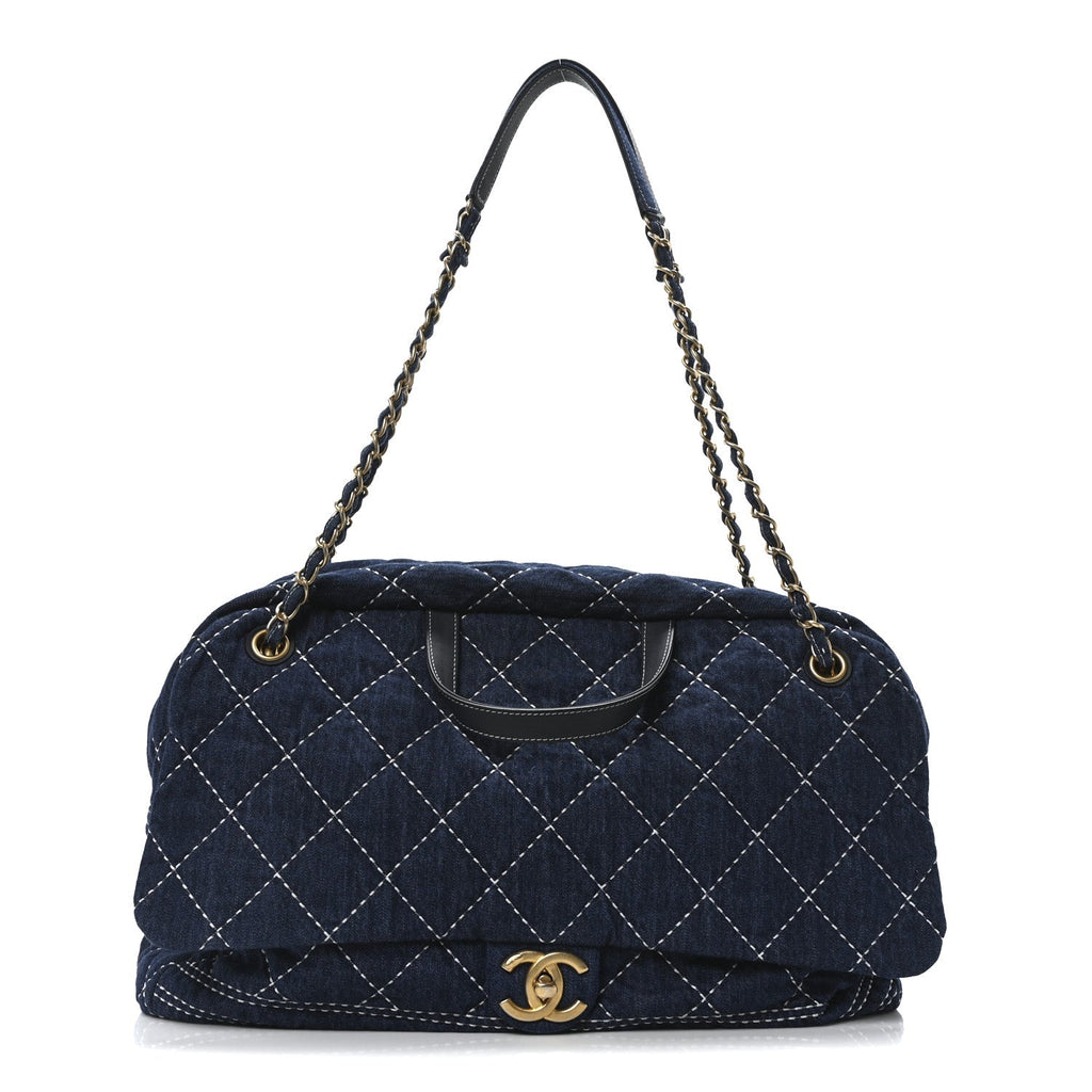 Denim Quilted Large Express Bowling Bag Blue