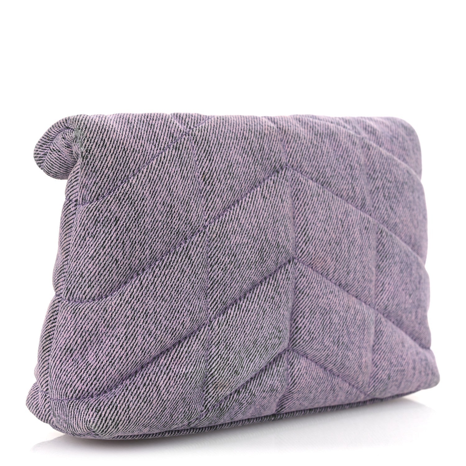 Denim Quilted Loulou Puffer Monogram Pouch Clutch Bleached Lilac