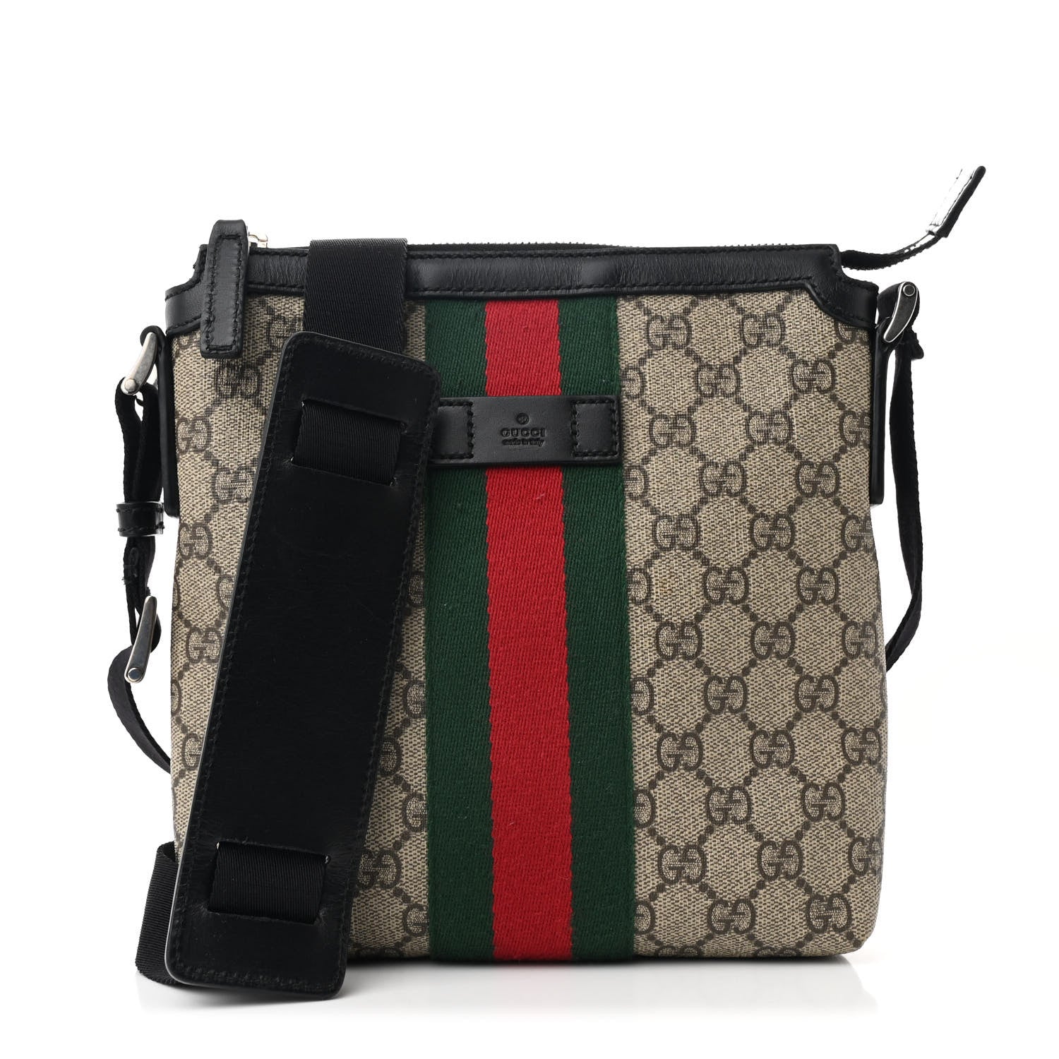GG Supreme Monogram Web Messenger Bag Black