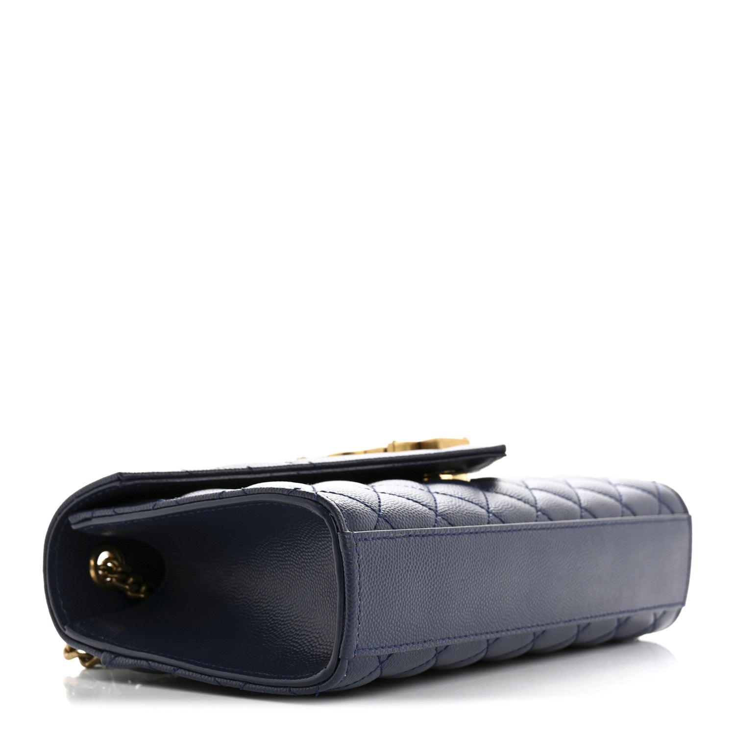 Grain De Poudre Textured Mixed Matelasse Triquilt Small Monogram Satchel Blue Charron