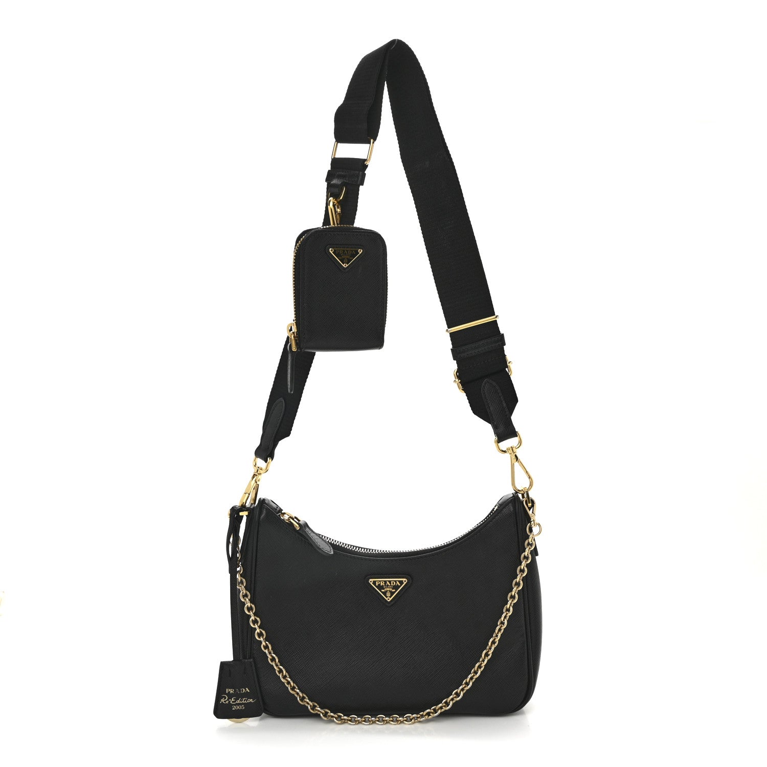 Saffiano Lux Re-Edition 2005 Shoulder Bag Black
