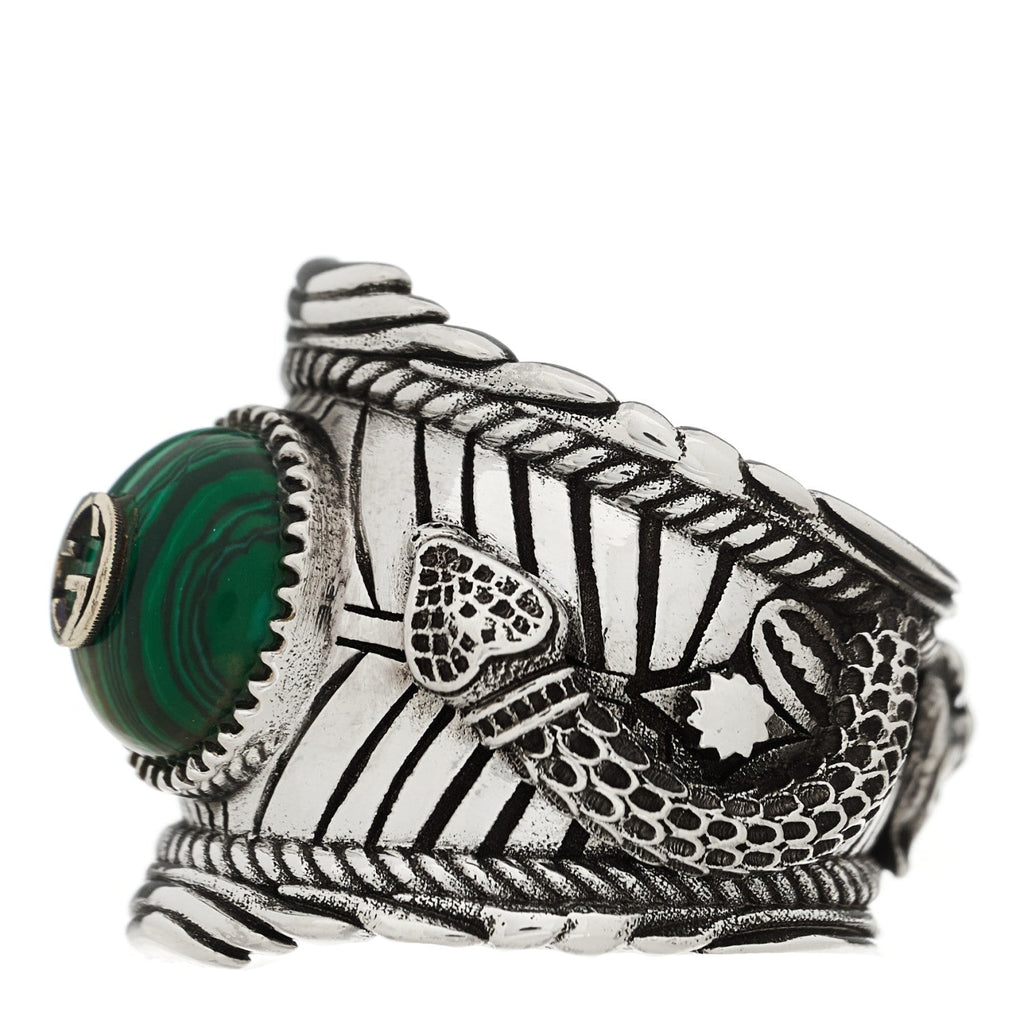 Sterling Silver Resin Snake Garden Ring 57 8 Green