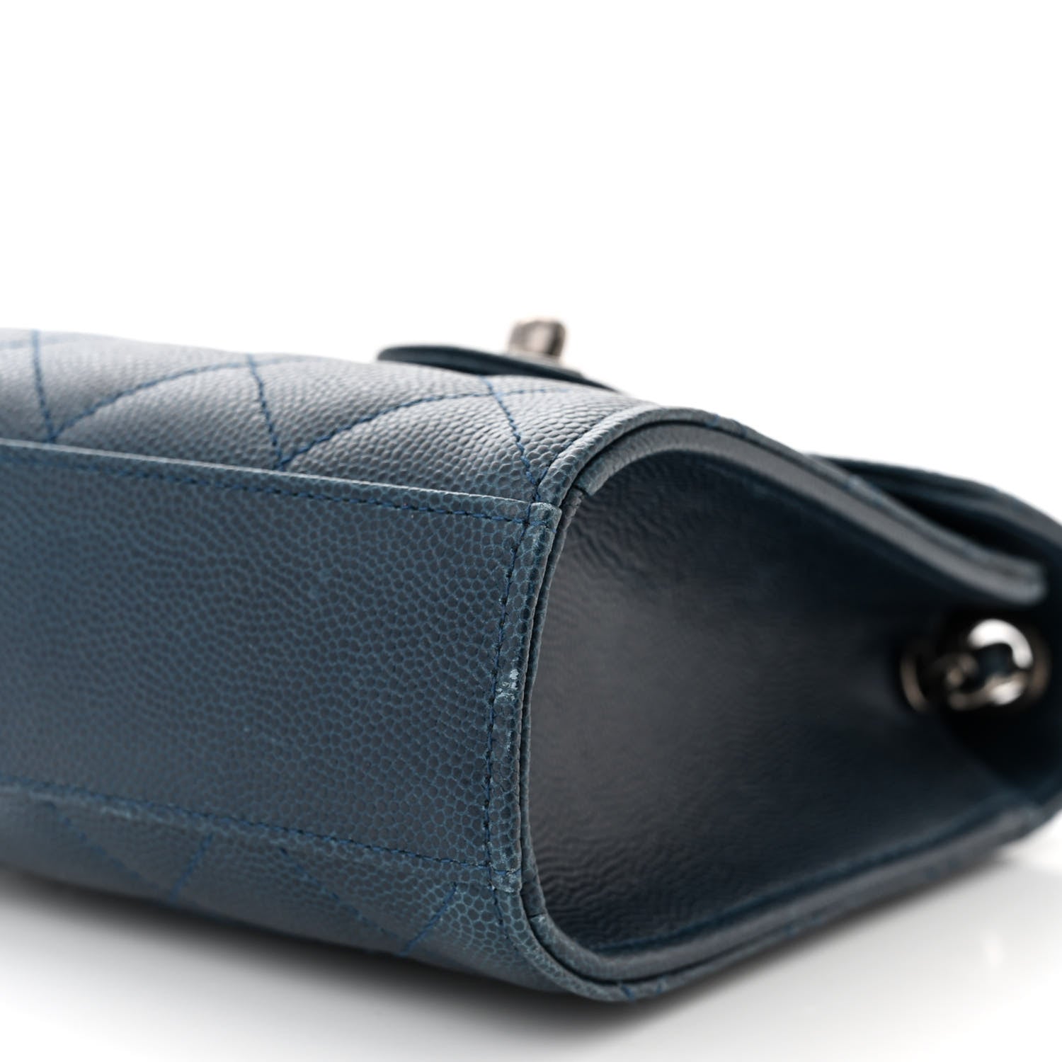 Caviar Quilted Extra Mini Wallet On Chain WOC Blue