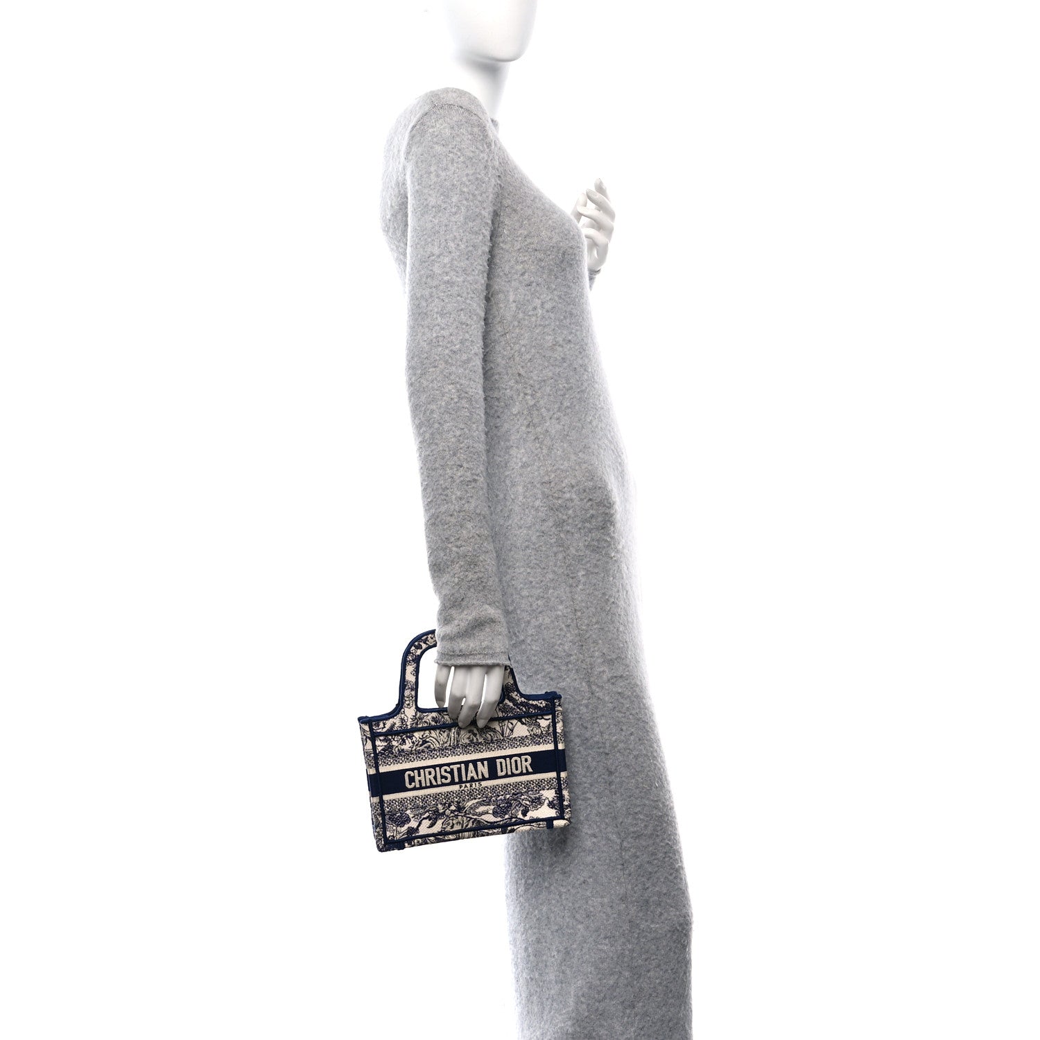 Canvas Embroidered Mini Toile De Jouy Book Tote Blue