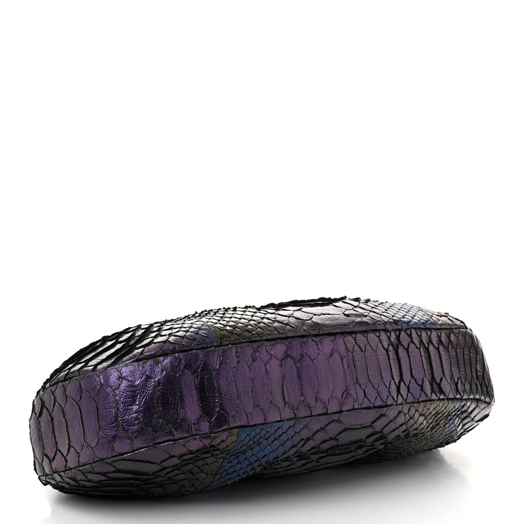 Metallic Snakeskin Kisslock Frame Chain Bag Purple Multicolor