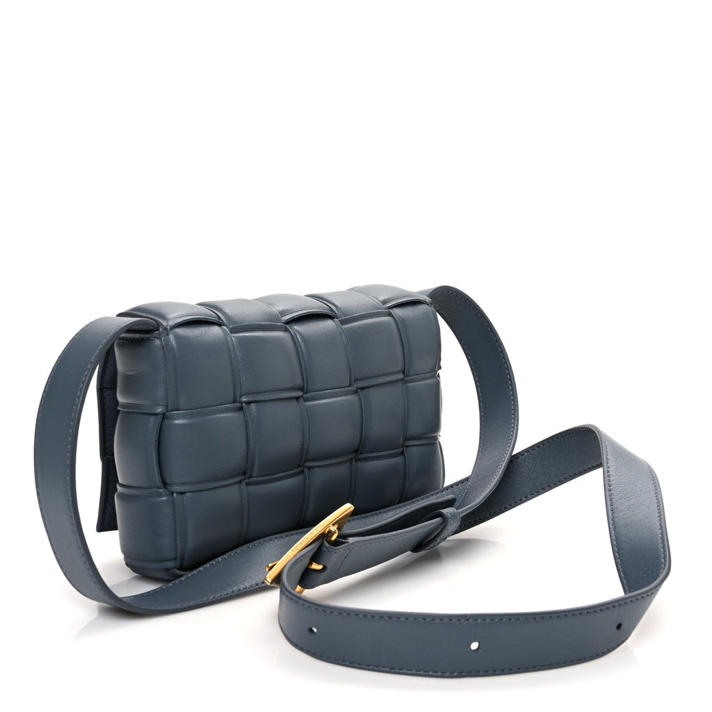 Nappa Maxi Intreccio Small Padded Cassette Crossbody Bag Thunder