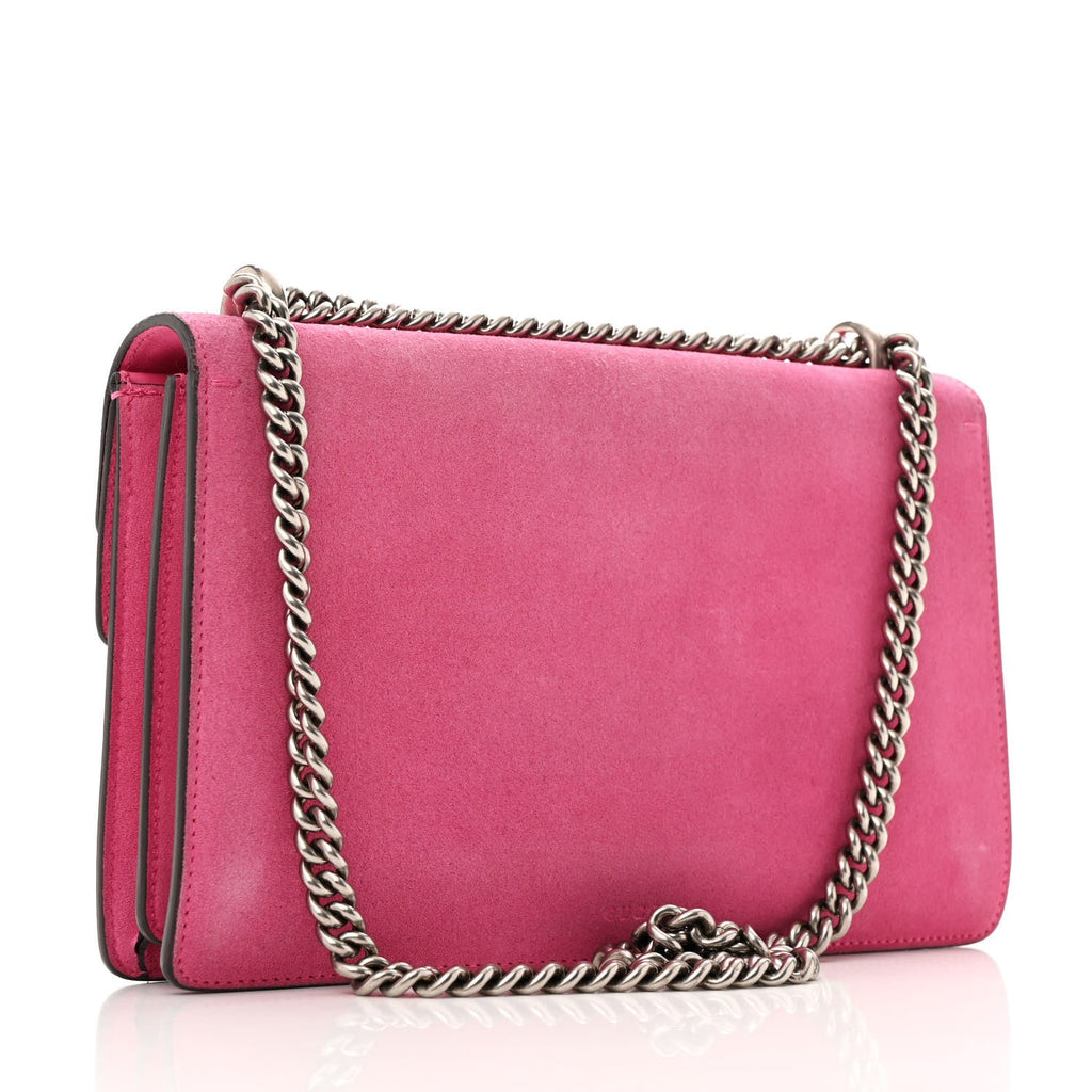 Suede Cudu Vitello Velvet Small Dionysus Shoulder Bag Pink Tropical Flower