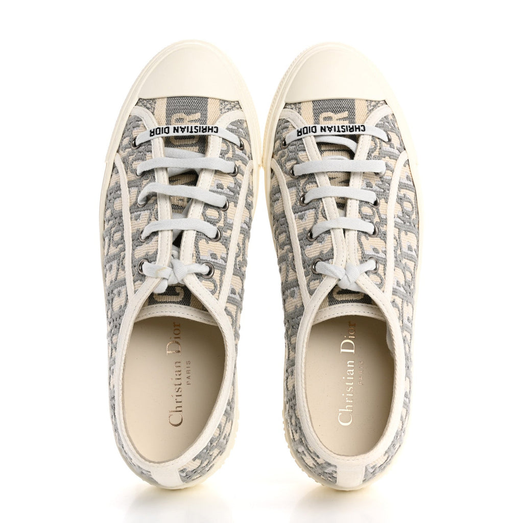 Canvas Oblique Walk'N'Dior Low Top Sneakers 40 Grey Stone