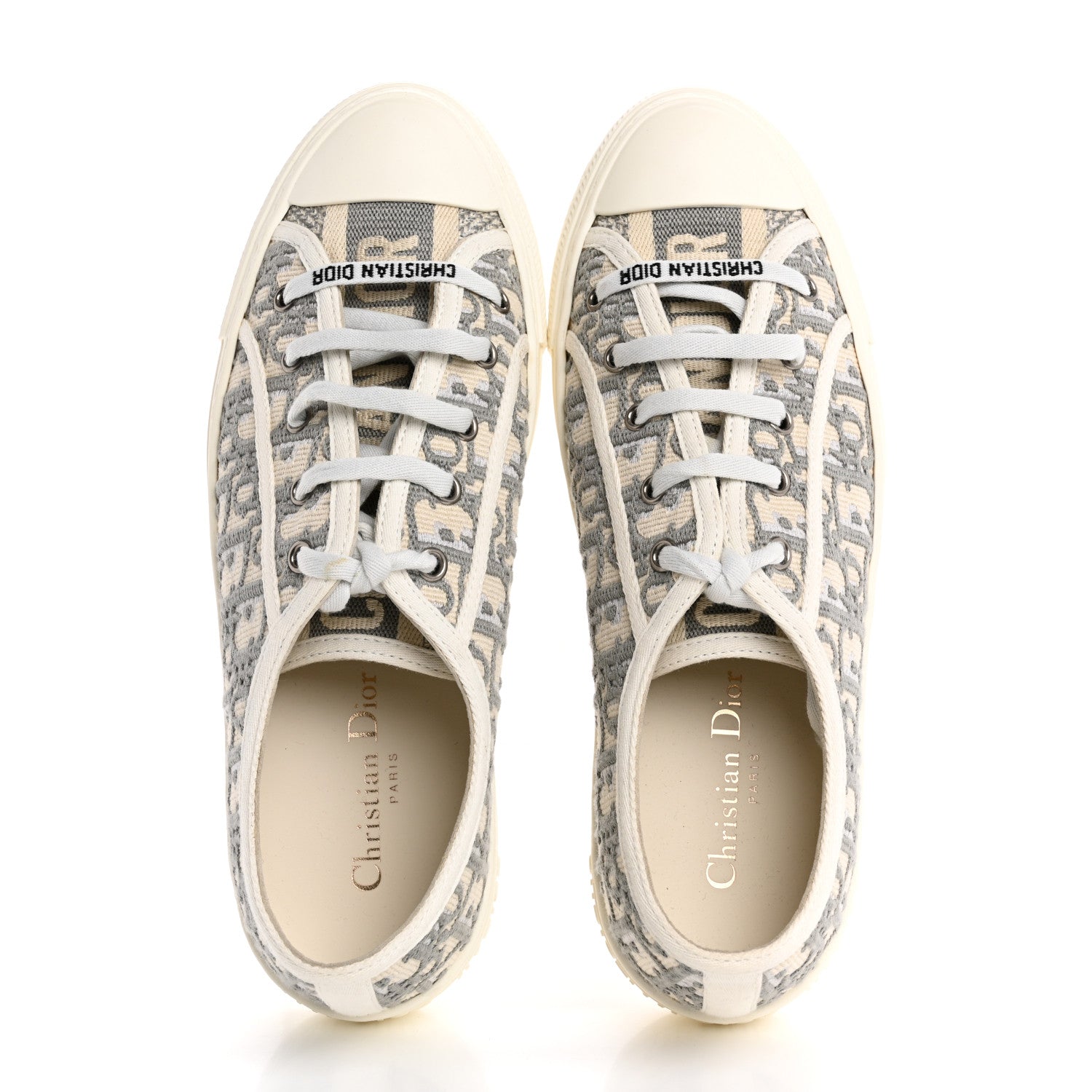 Canvas Oblique Walk'N'Dior Low Top Sneakers 40 Grey Stone