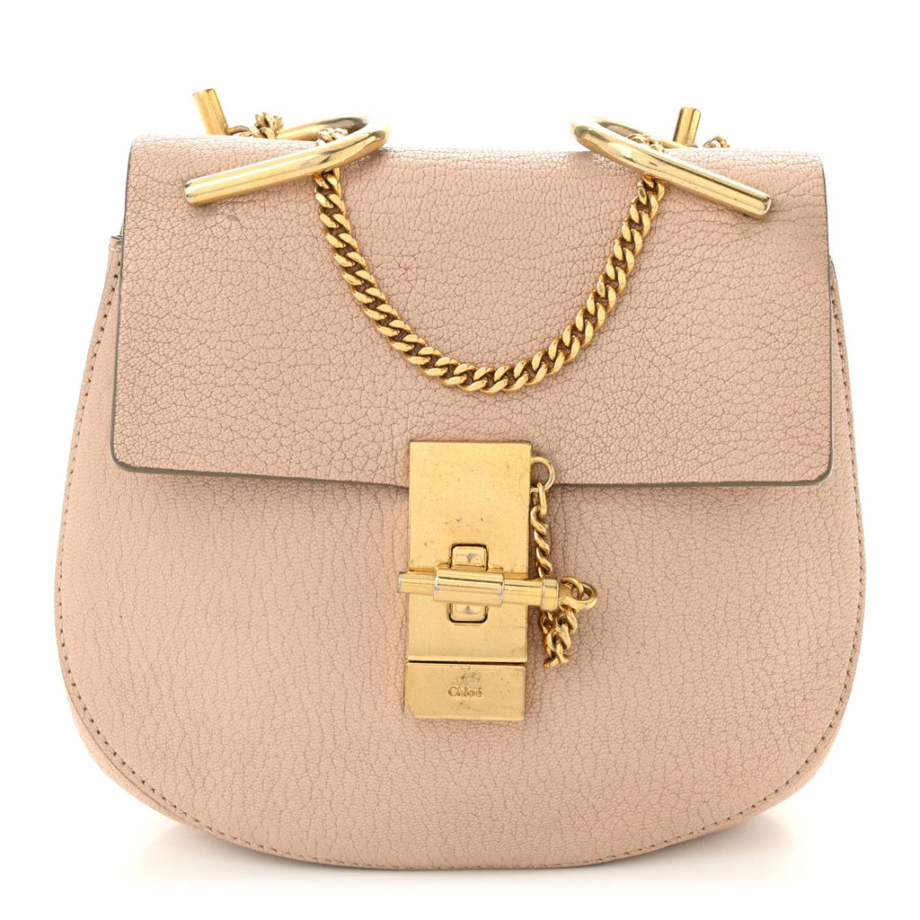 Grained Lambskin Mini Drew Shoulder Bag Cement Pink
