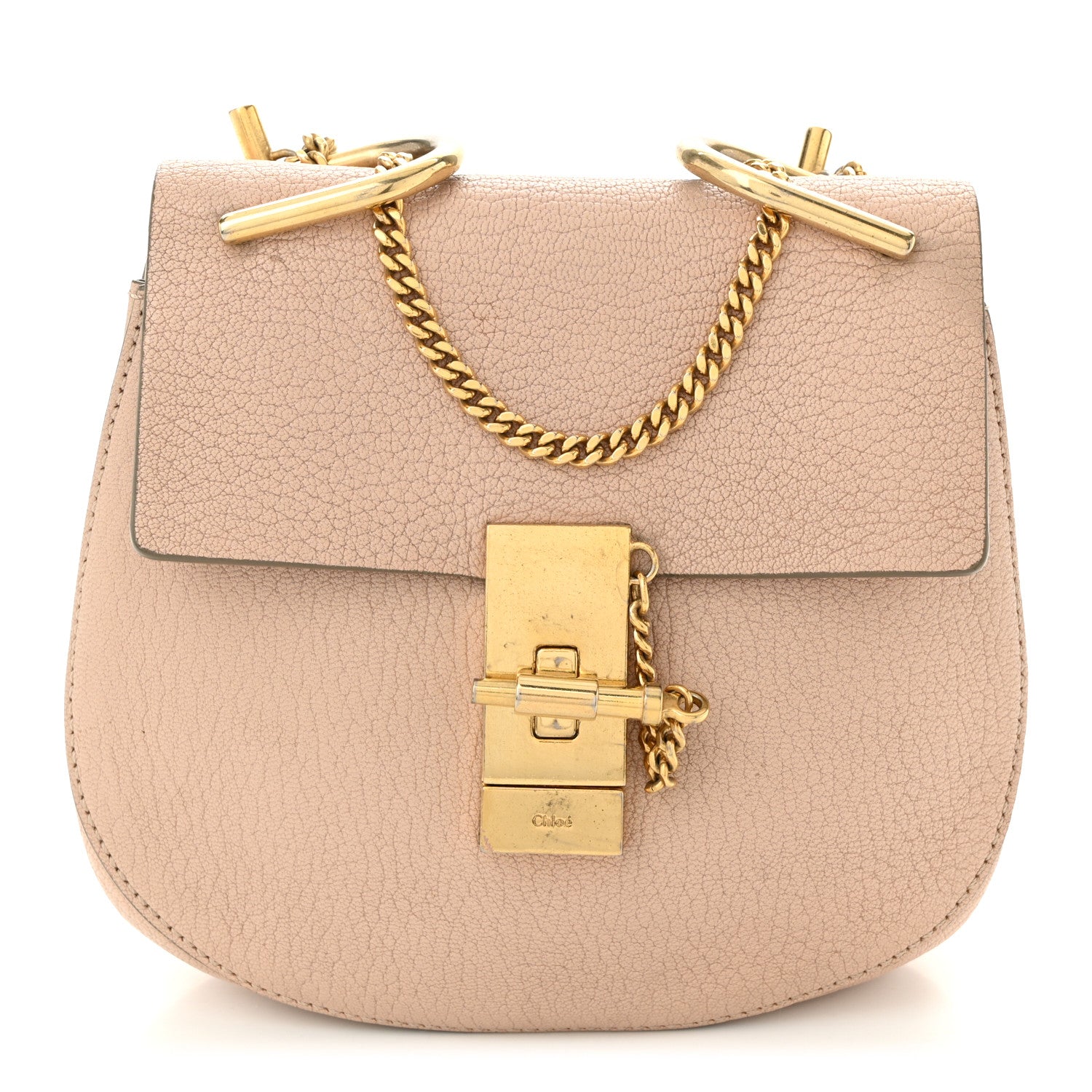 Grained Lambskin Mini Drew Shoulder Bag Cement Pink