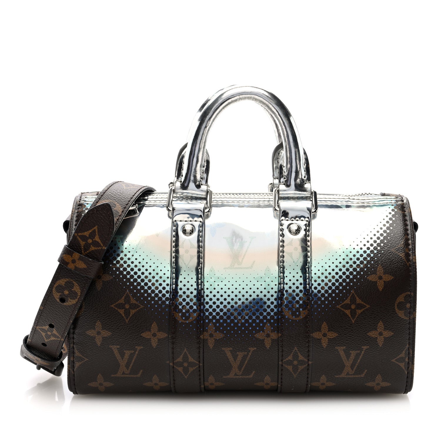 Metallic Monogram Portrait Keepall Bandouliere 25 Brown