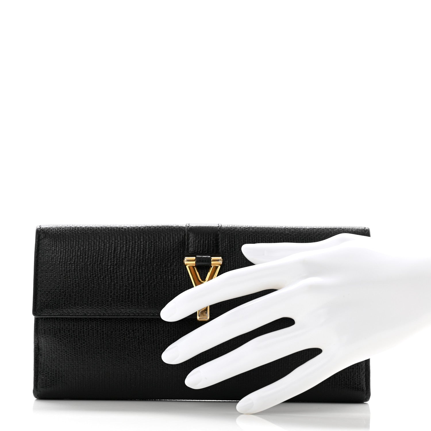 Textured Calfskin Y Ligne Clutch Black